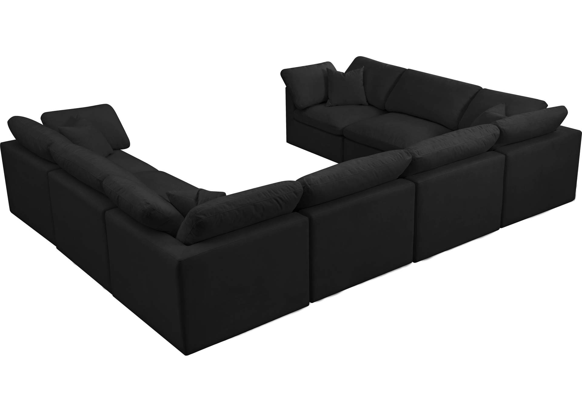 Plush Black Velvet Standard Comfort Modular Sectional,Meridian Furniture