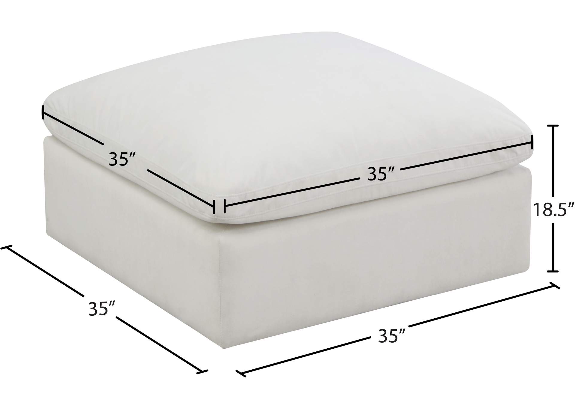 Plush Cream Velvet Standard Comfort Modular Ottoman,Meridian Furniture