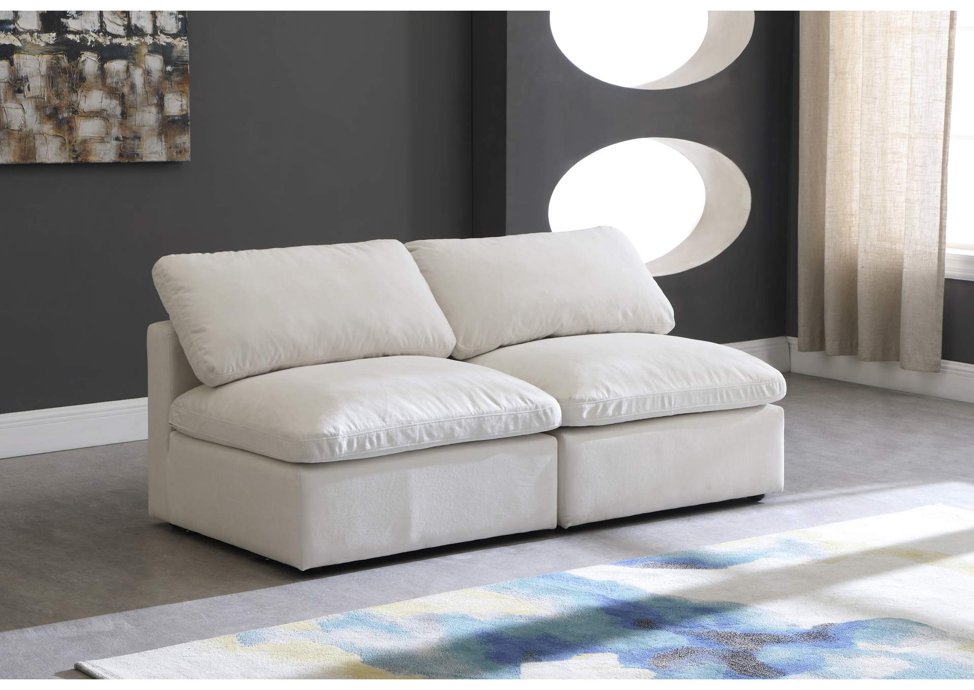 Plush Cream Velvet Standard Comfort Modular Sofa,Meridian Furniture