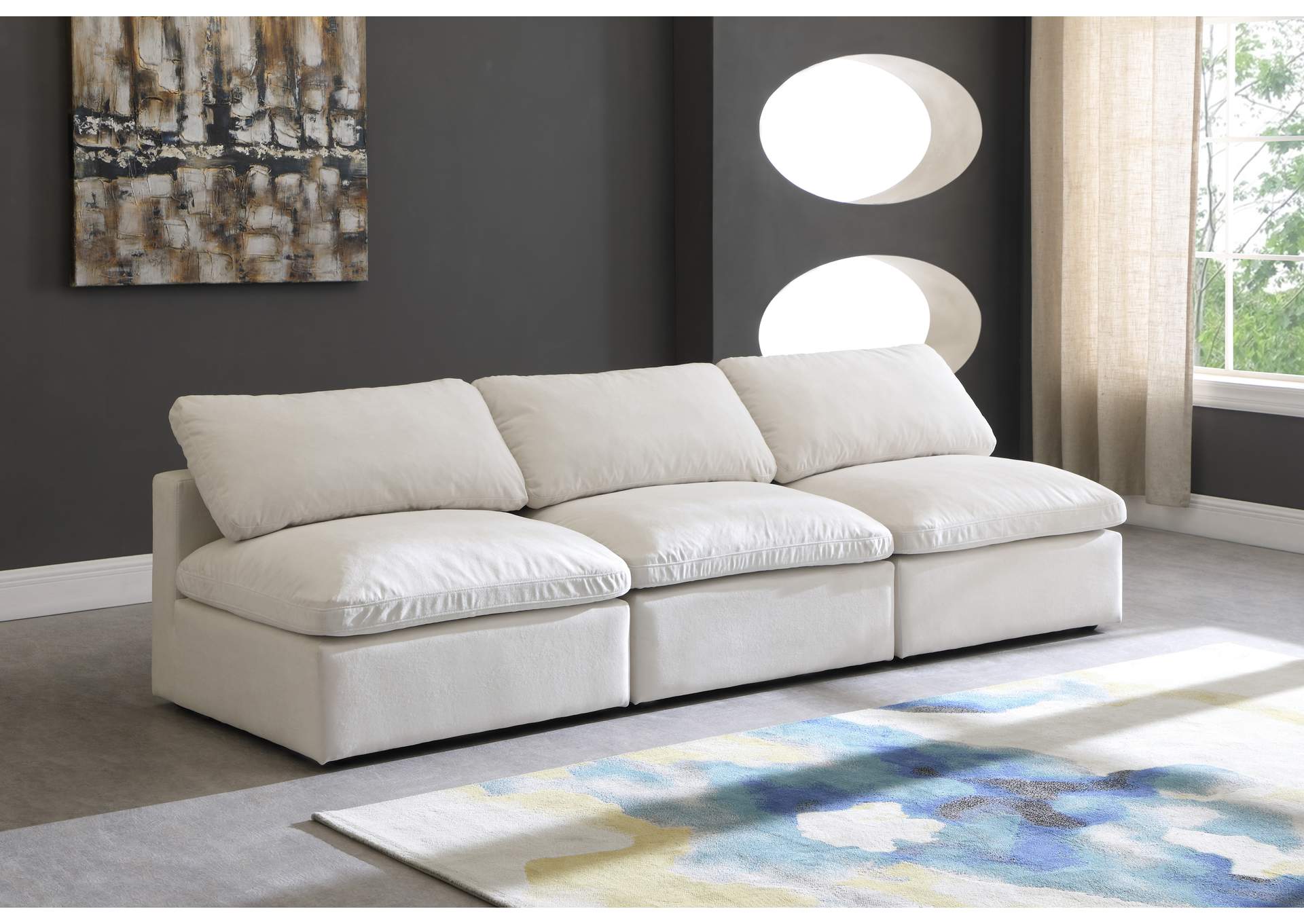 Plush Cream Velvet Standard Comfort Modular Sofa,Meridian Furniture