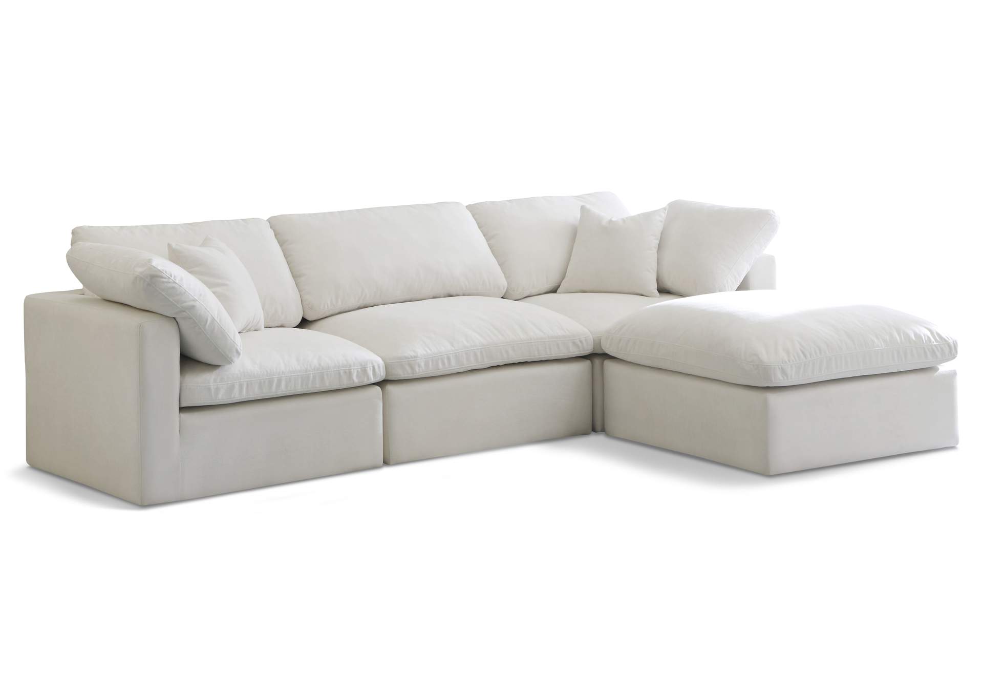 Plush Cream Velvet Standard Comfort Modular Sectional,Meridian Furniture