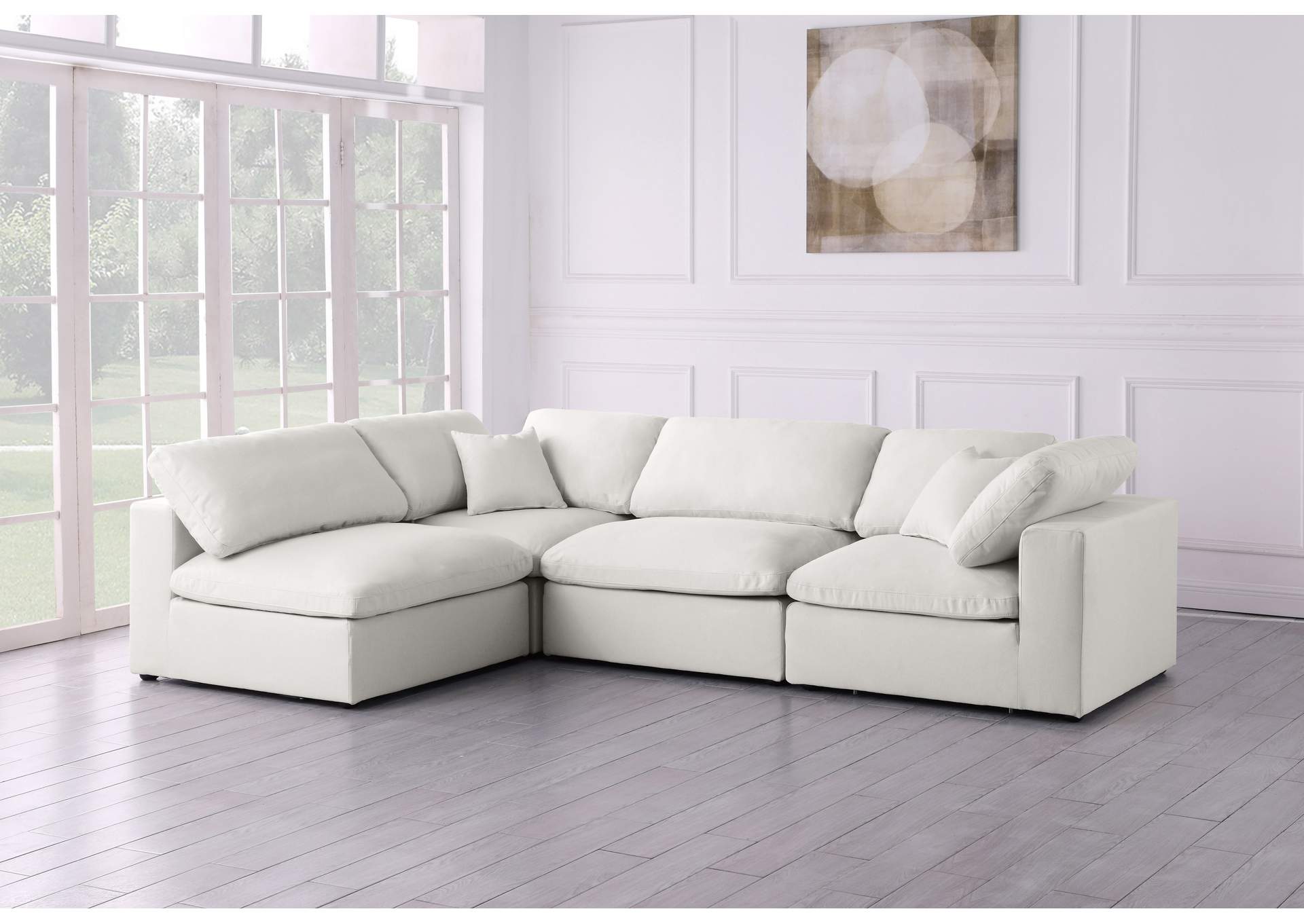 Plush Cream Velvet Standard Comfort Modular Sectional,Meridian Furniture