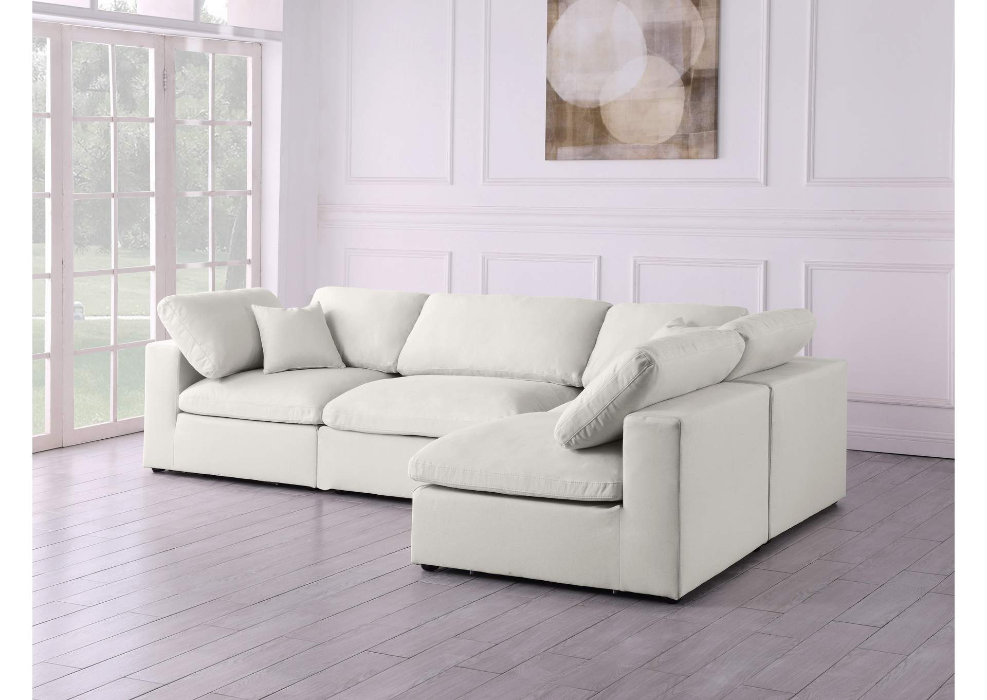 Plush Cream Velvet Standard Comfort Modular Sectional,Meridian Furniture