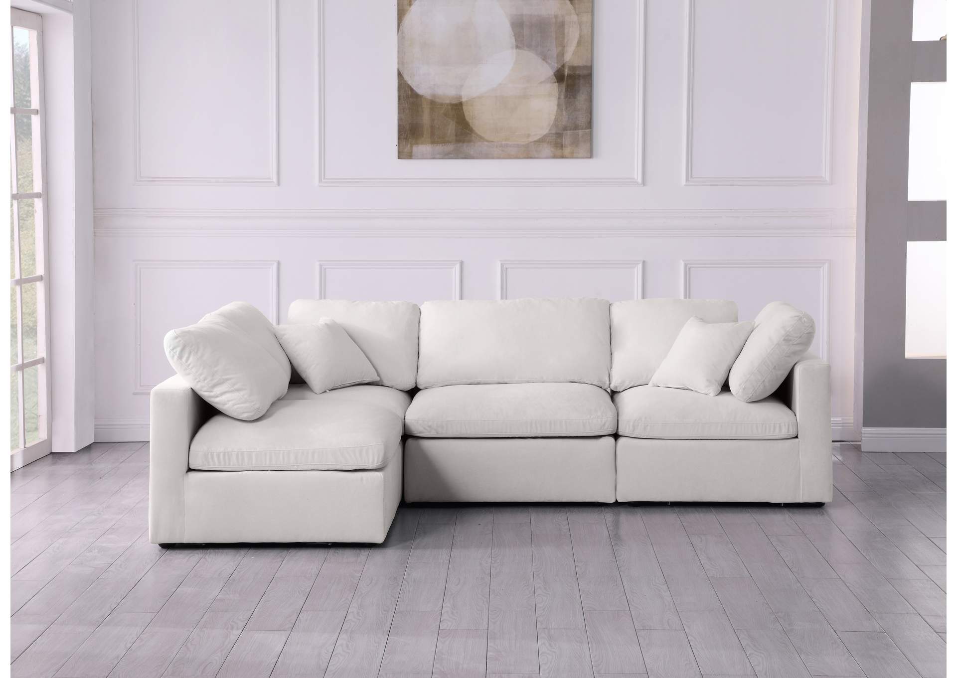 Plush Cream Velvet Standard Comfort Modular Sectional,Meridian Furniture