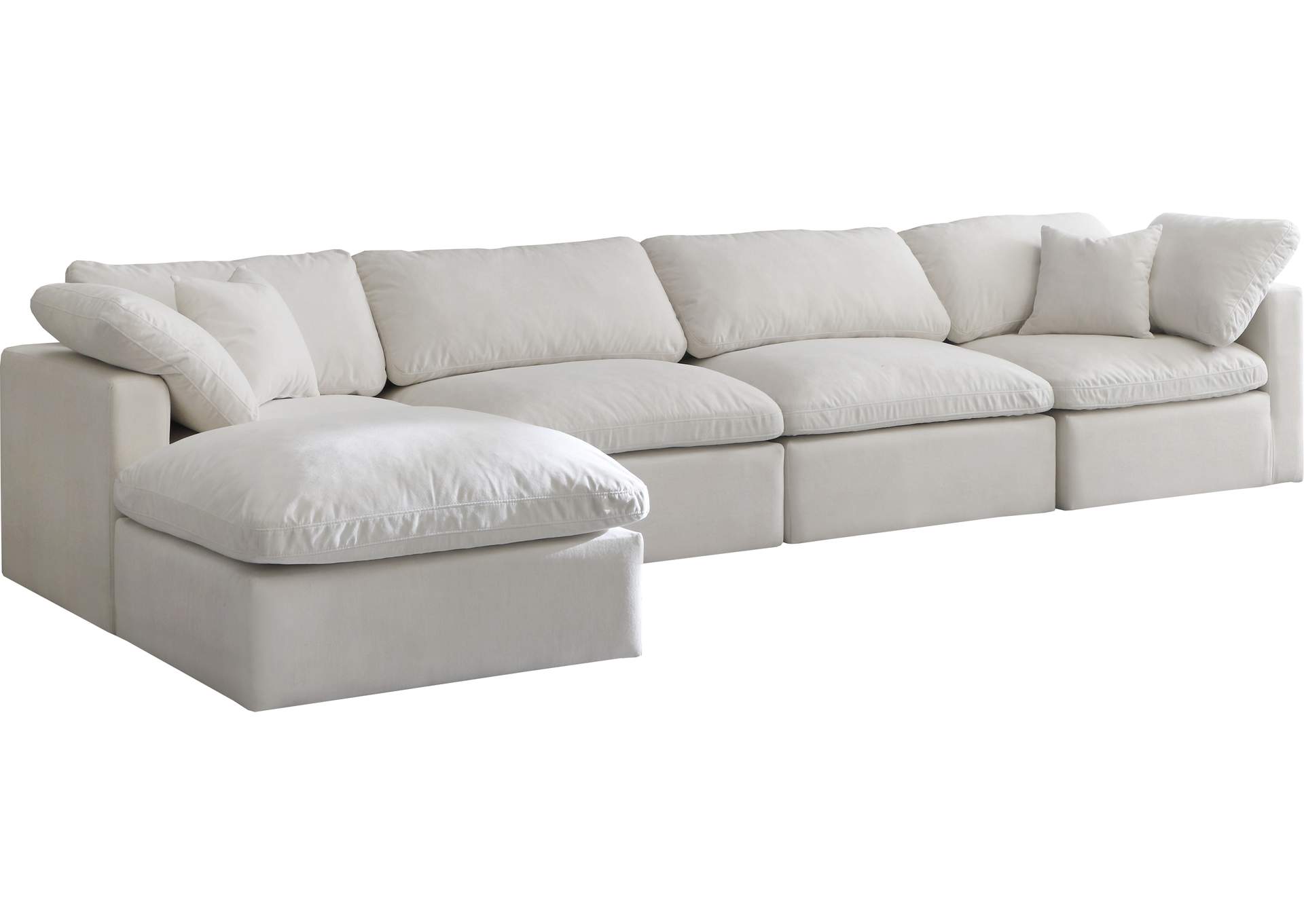 Plush Cream Velvet Standard Comfort Modular Sectional,Meridian Furniture