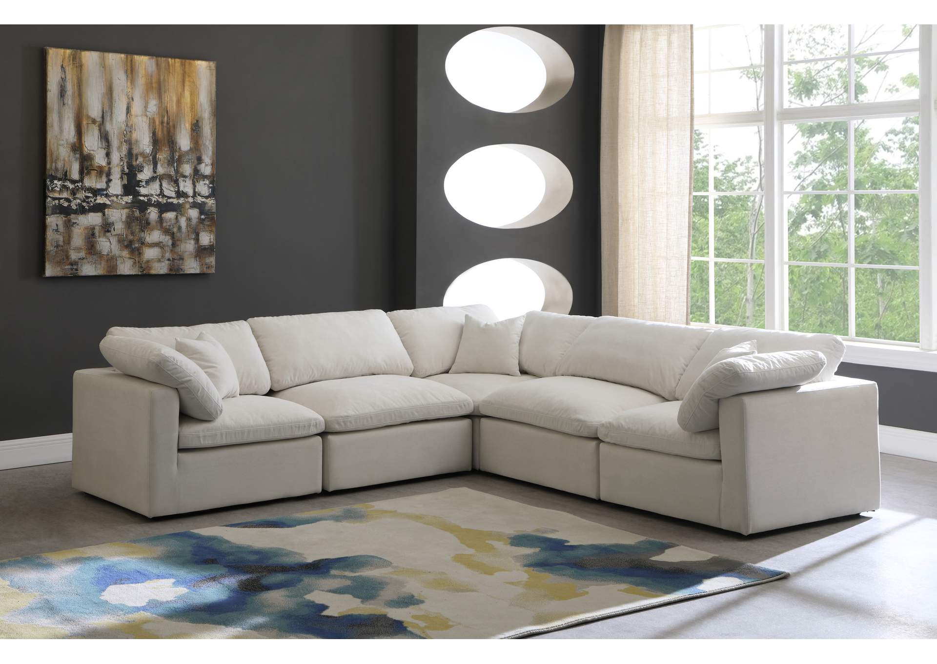 Plush Cream Velvet Standard Comfort Modular Sectional,Meridian Furniture