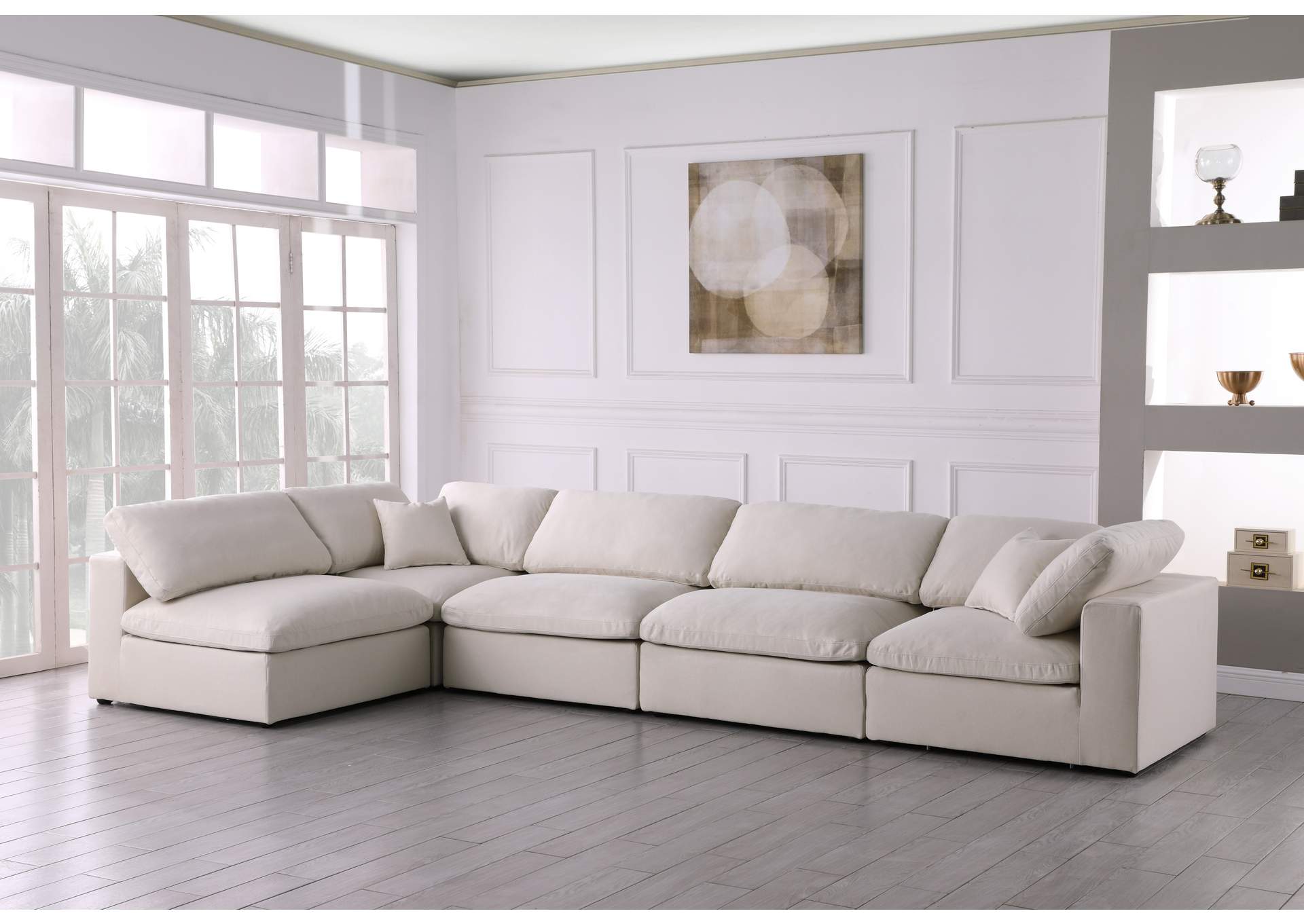 Plush Cream Velvet Standard Comfort Modular Sectional,Meridian Furniture