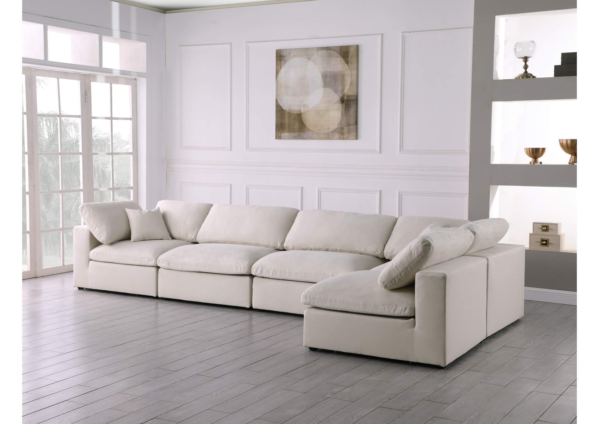 Plush Cream Velvet Standard Comfort Modular Sectional,Meridian Furniture