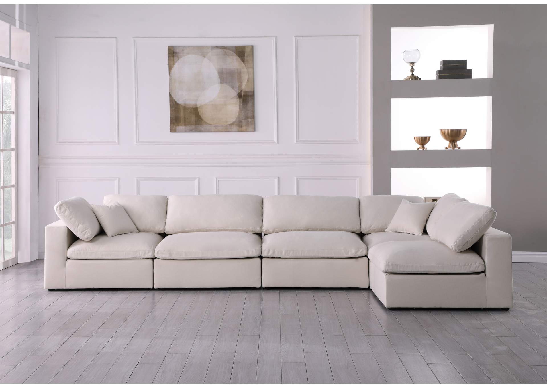 Plush Cream Velvet Standard Comfort Modular Sectional,Meridian Furniture