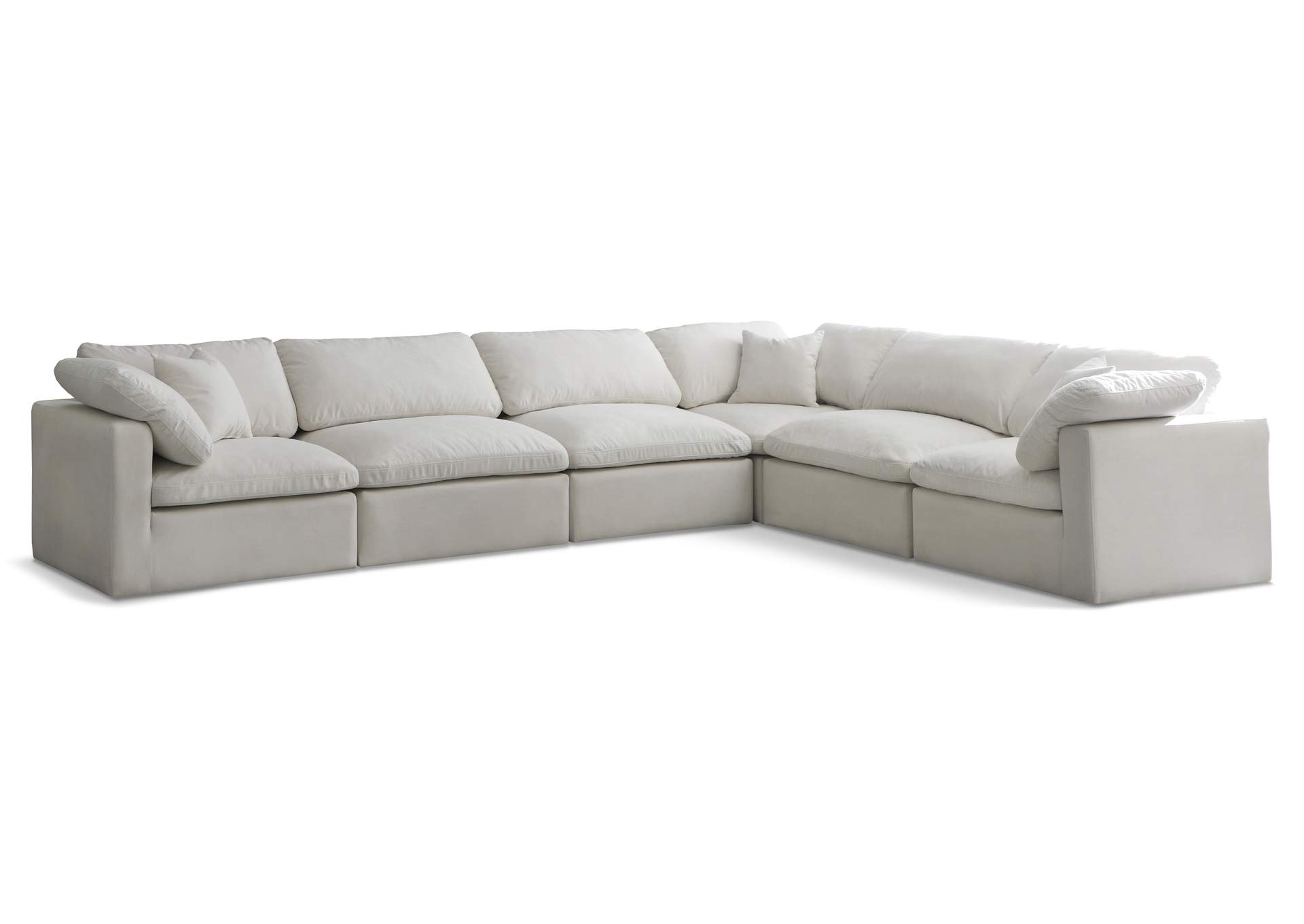 Plush Cream Velvet Standard Comfort Modular Sectional,Meridian Furniture