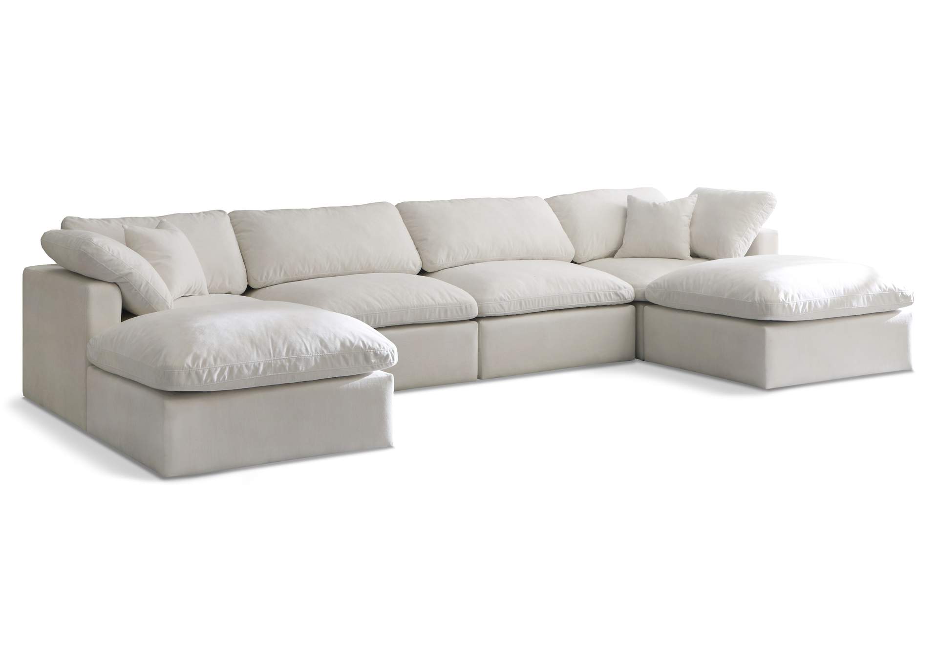 Plush Cream Velvet Standard Comfort Modular Sectional,Meridian Furniture