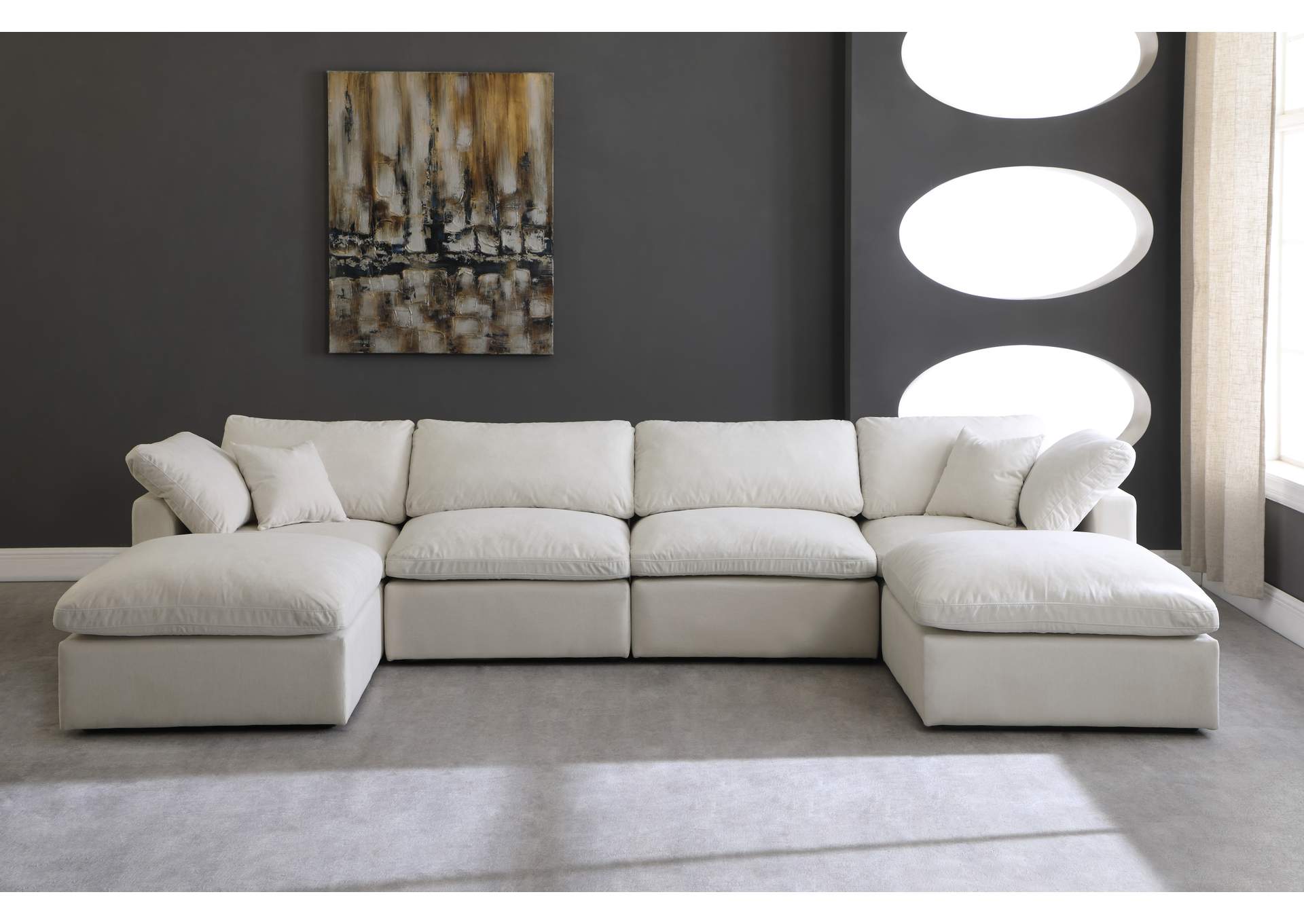 Plush Cream Velvet Standard Comfort Modular Sectional,Meridian Furniture