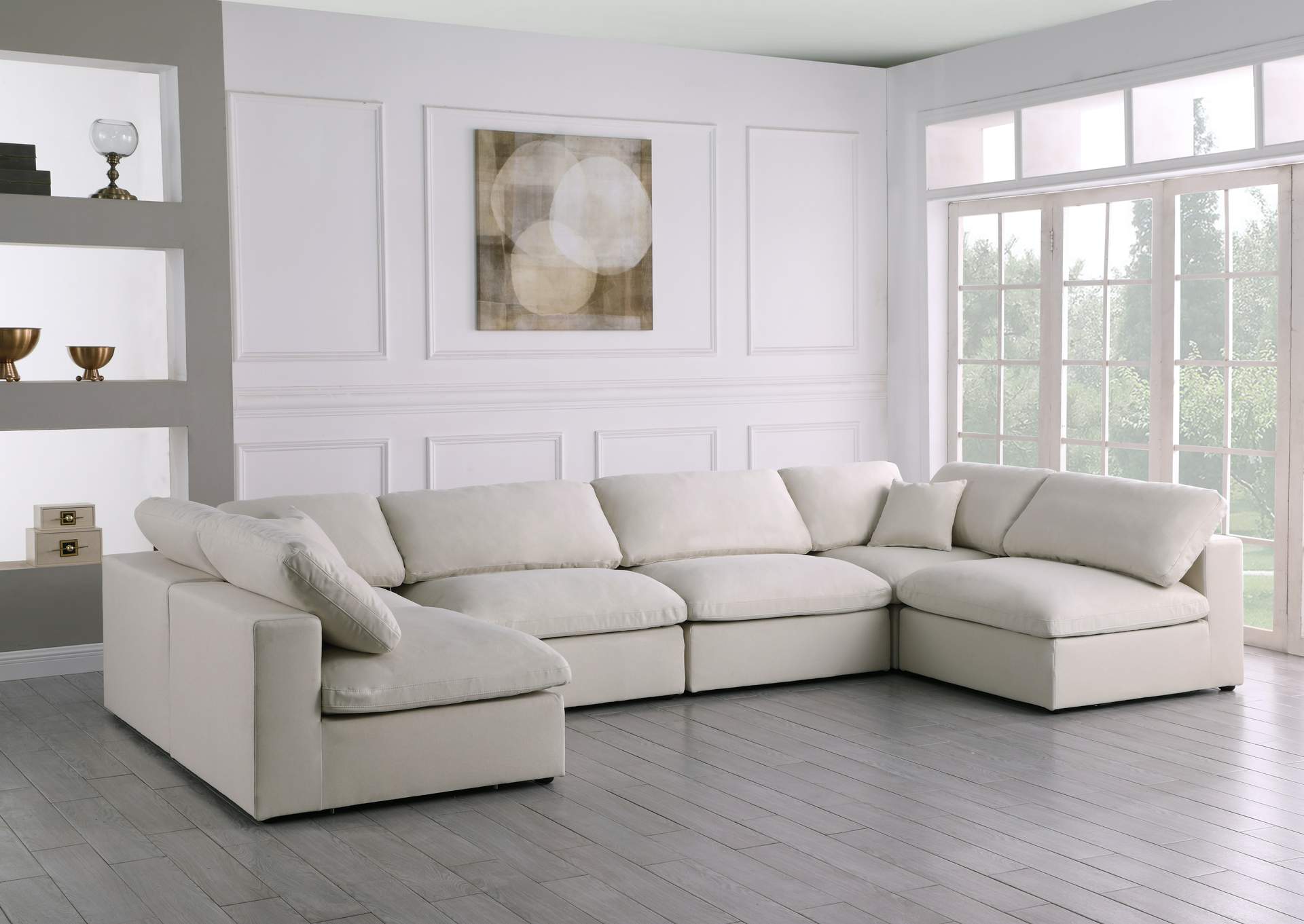 Plush Cream Velvet Standard Comfort Modular Sectional,Meridian Furniture