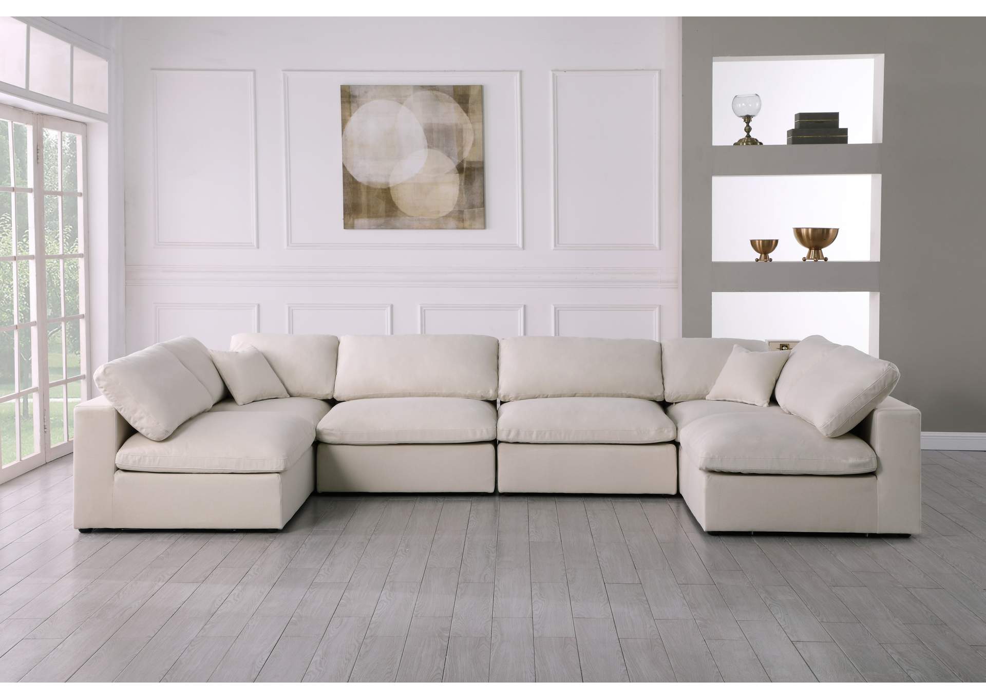 Plush Cream Velvet Standard Comfort Modular Sectional,Meridian Furniture