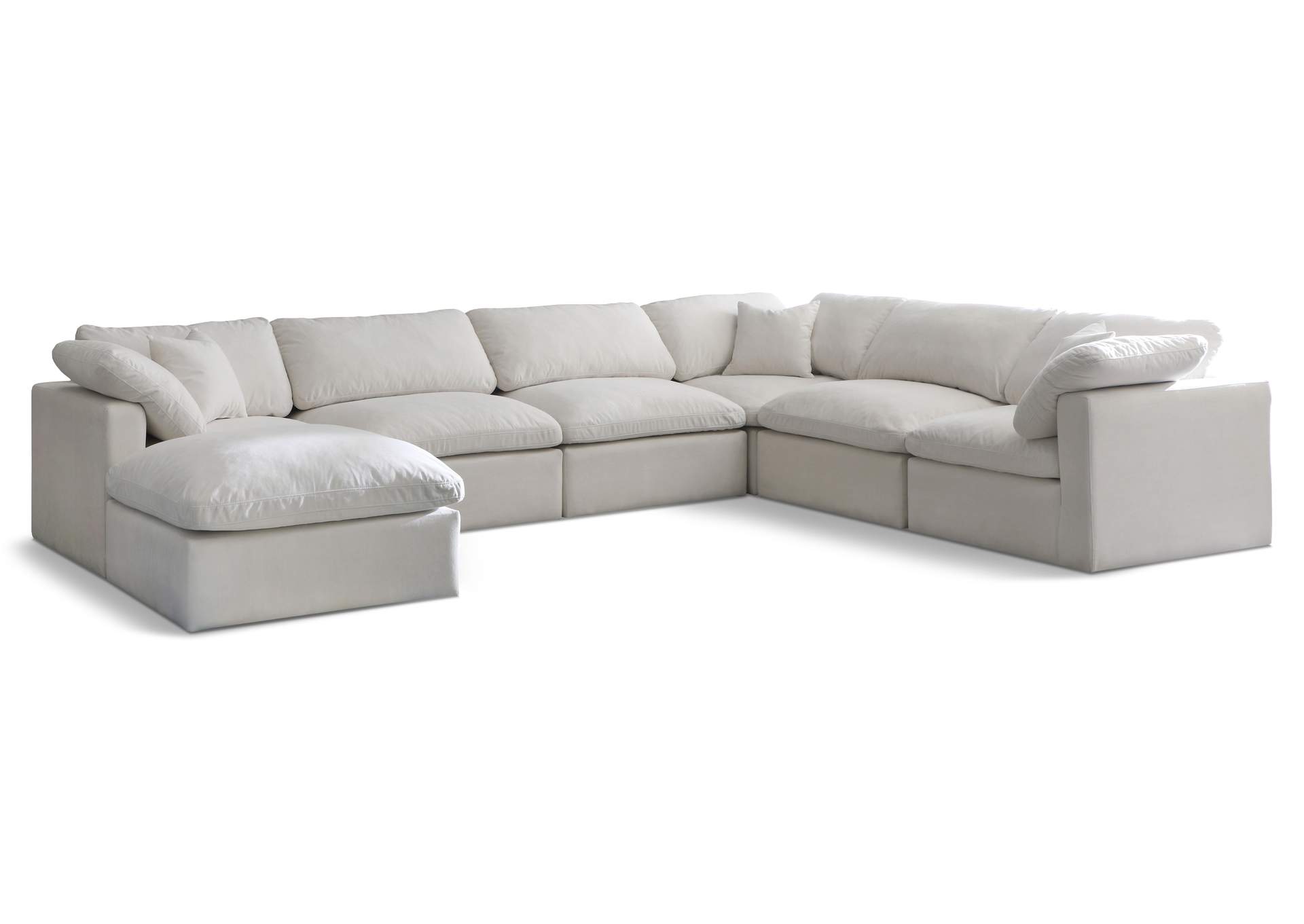 Plush Cream Velvet Standard Comfort Modular Sectional,Meridian Furniture