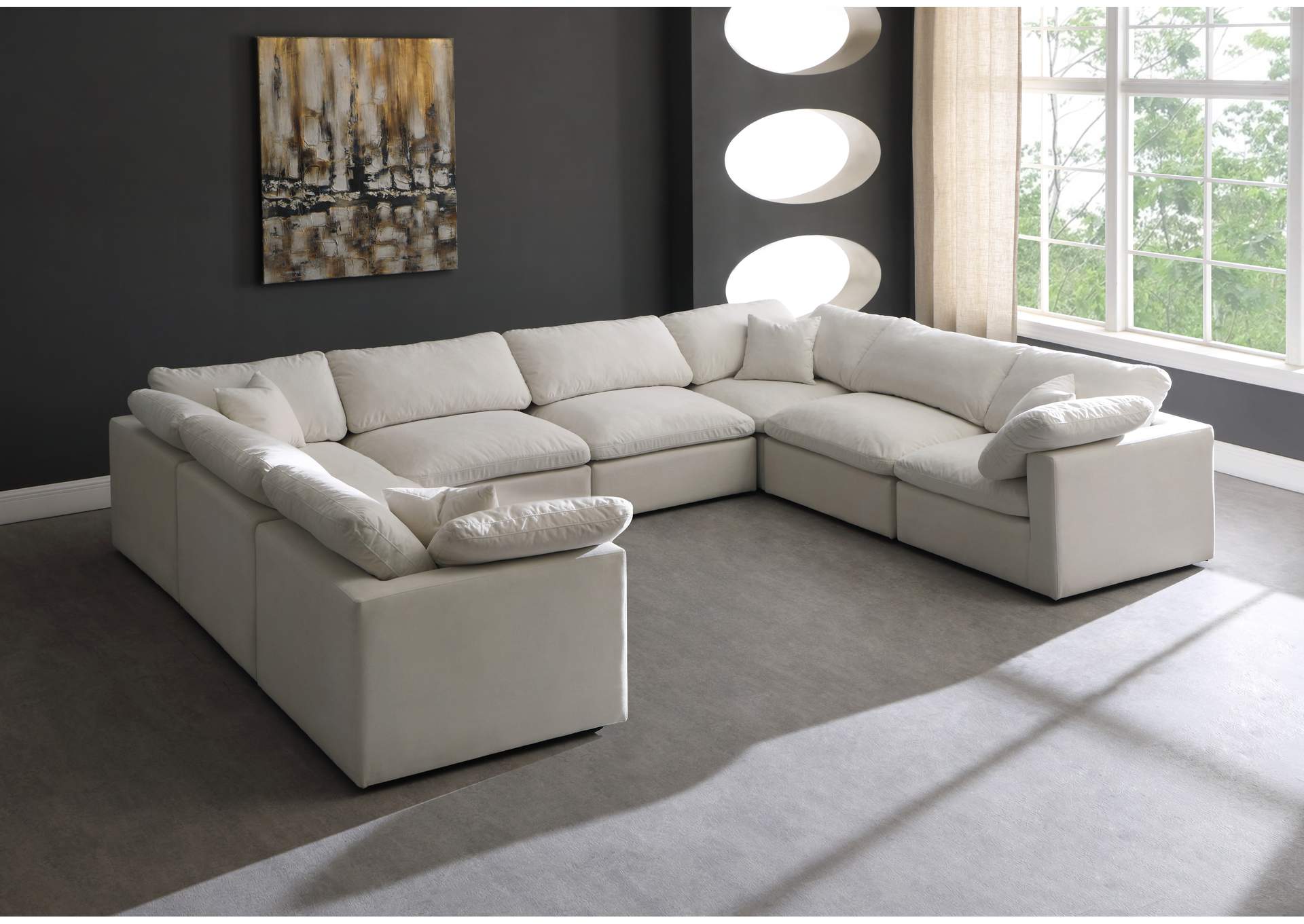 Plush Cream Velvet Standard Comfort Modular Sectional,Meridian Furniture