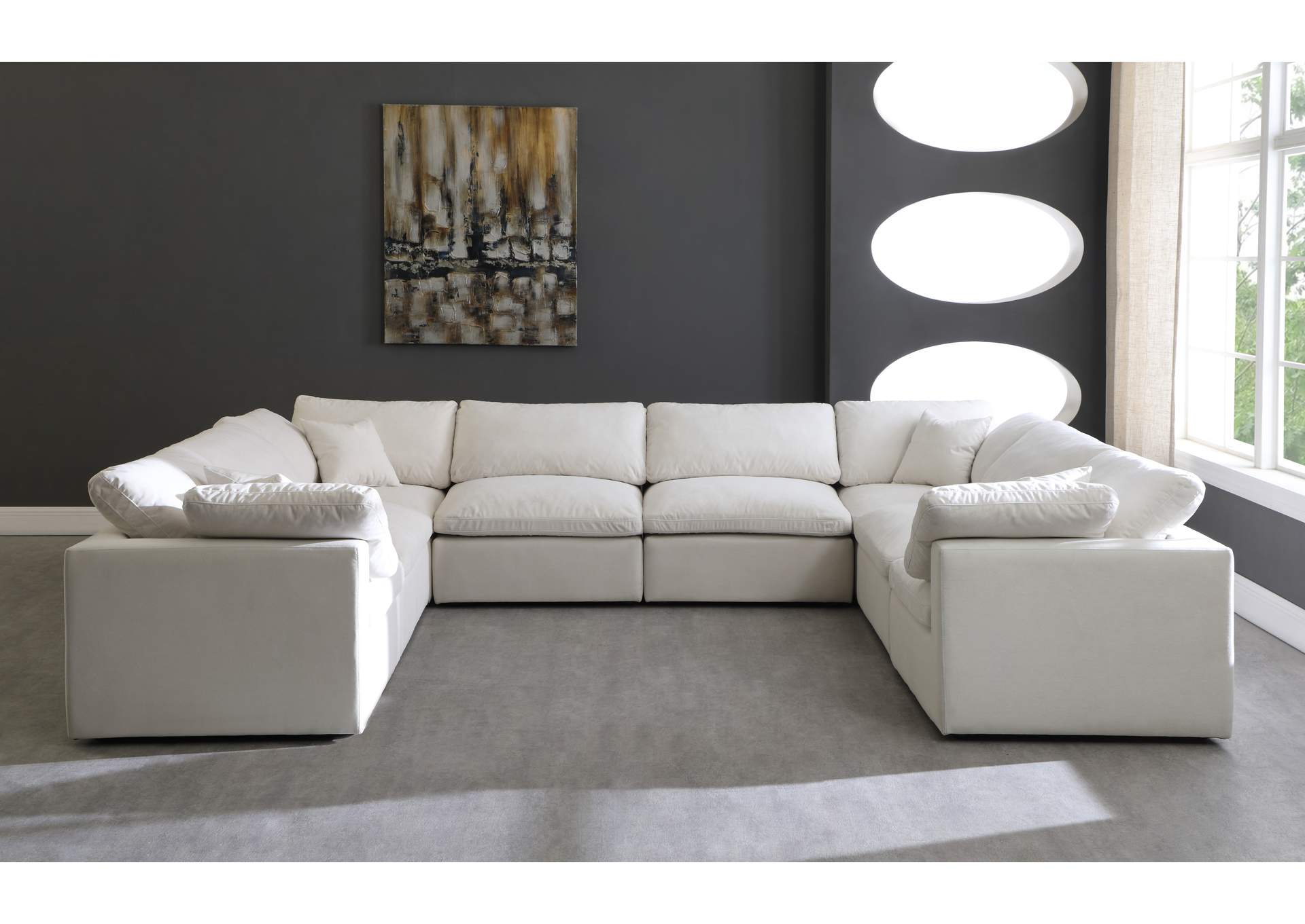 Plush Cream Velvet Standard Comfort Modular Sectional,Meridian Furniture