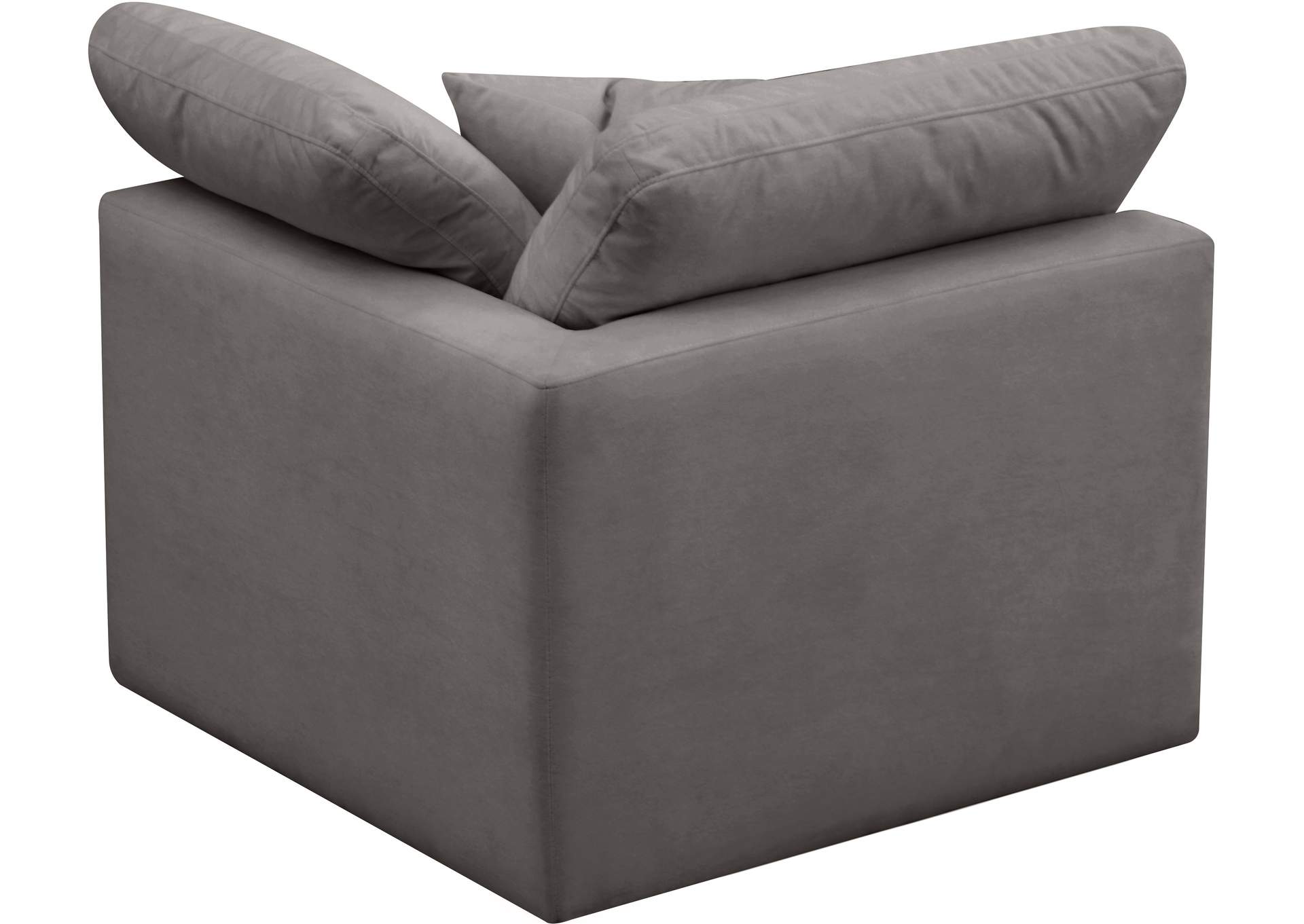 Plush Grey Velvet Standard Cloud Modular Corner Chair,Meridian Furniture