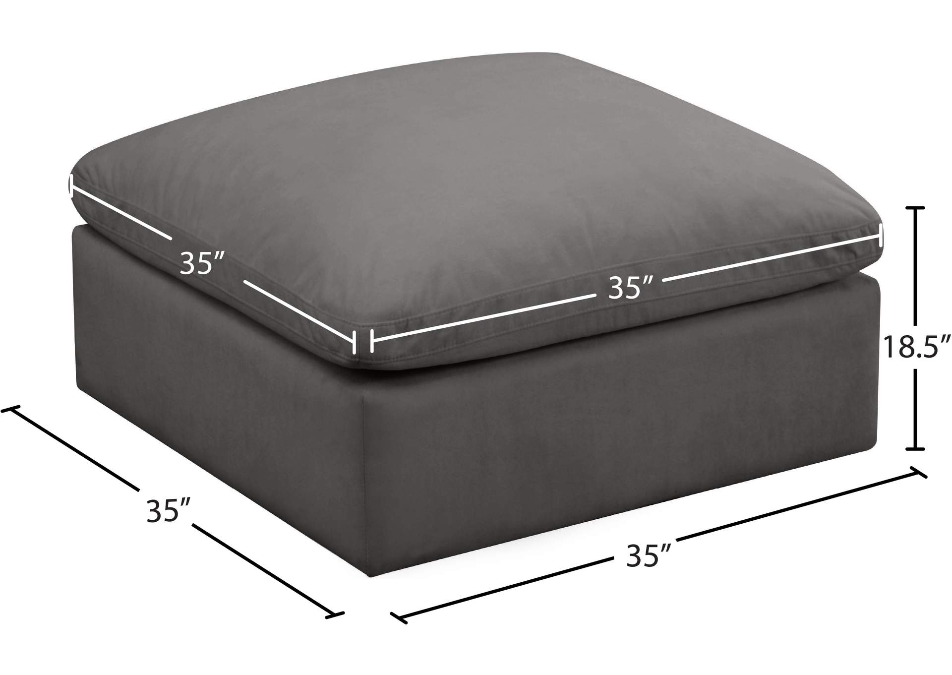 Plush Grey Velvet Standard Comfort Modular Ottoman,Meridian Furniture