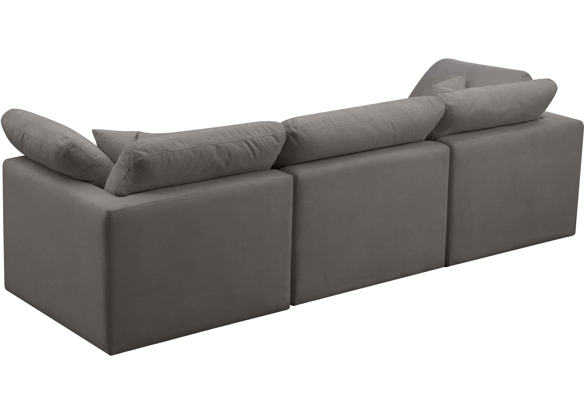 Plush Grey Velvet Standard Comfort Modular Sofa,Meridian Furniture