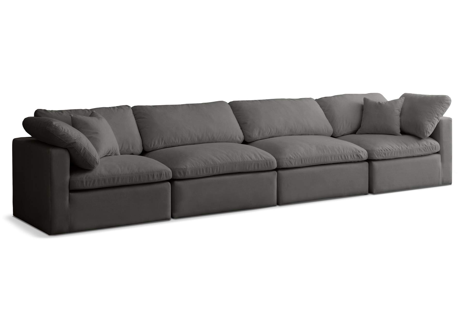 Plush Grey Velvet Standard Comfort Modular Sofa,Meridian Furniture