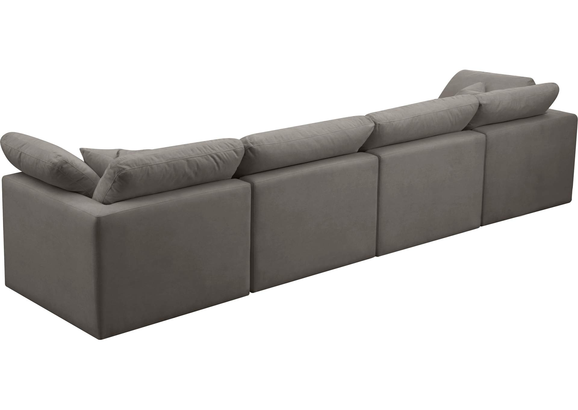 Plush Grey Velvet Standard Comfort Modular Sofa,Meridian Furniture