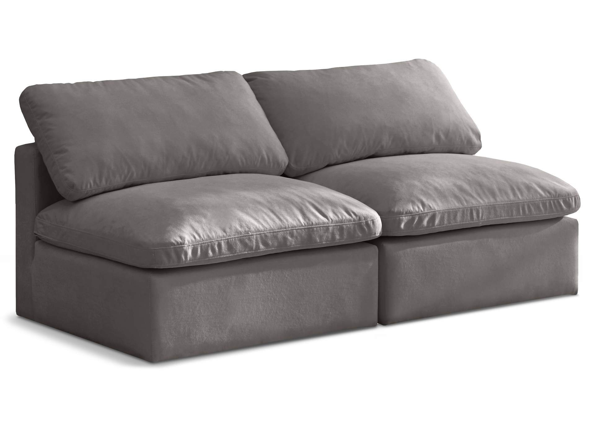 Plush Grey Velvet Standard Comfort Modular Sofa,Meridian Furniture