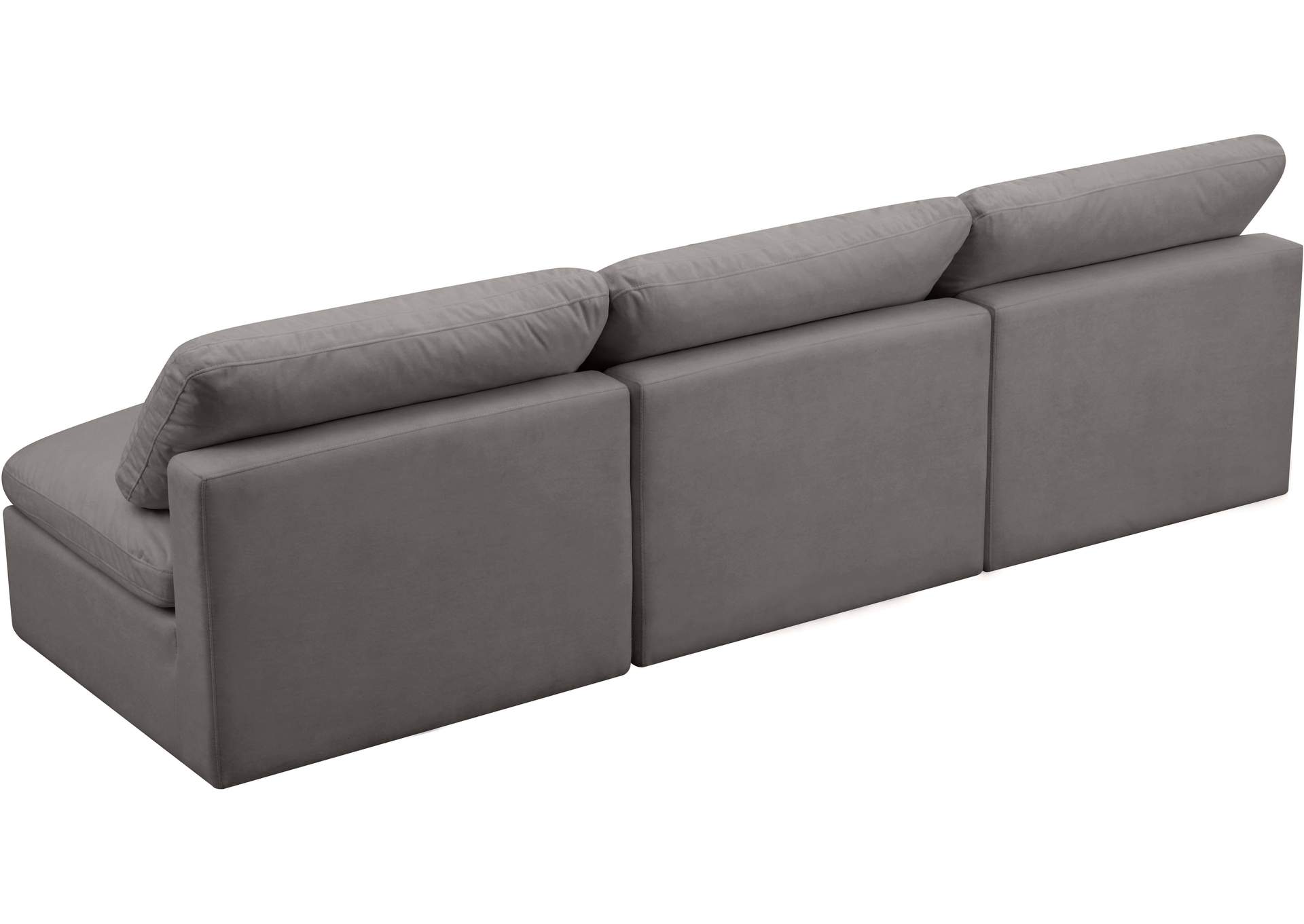 Plush Grey Velvet Standard Comfort Modular Sofa,Meridian Furniture