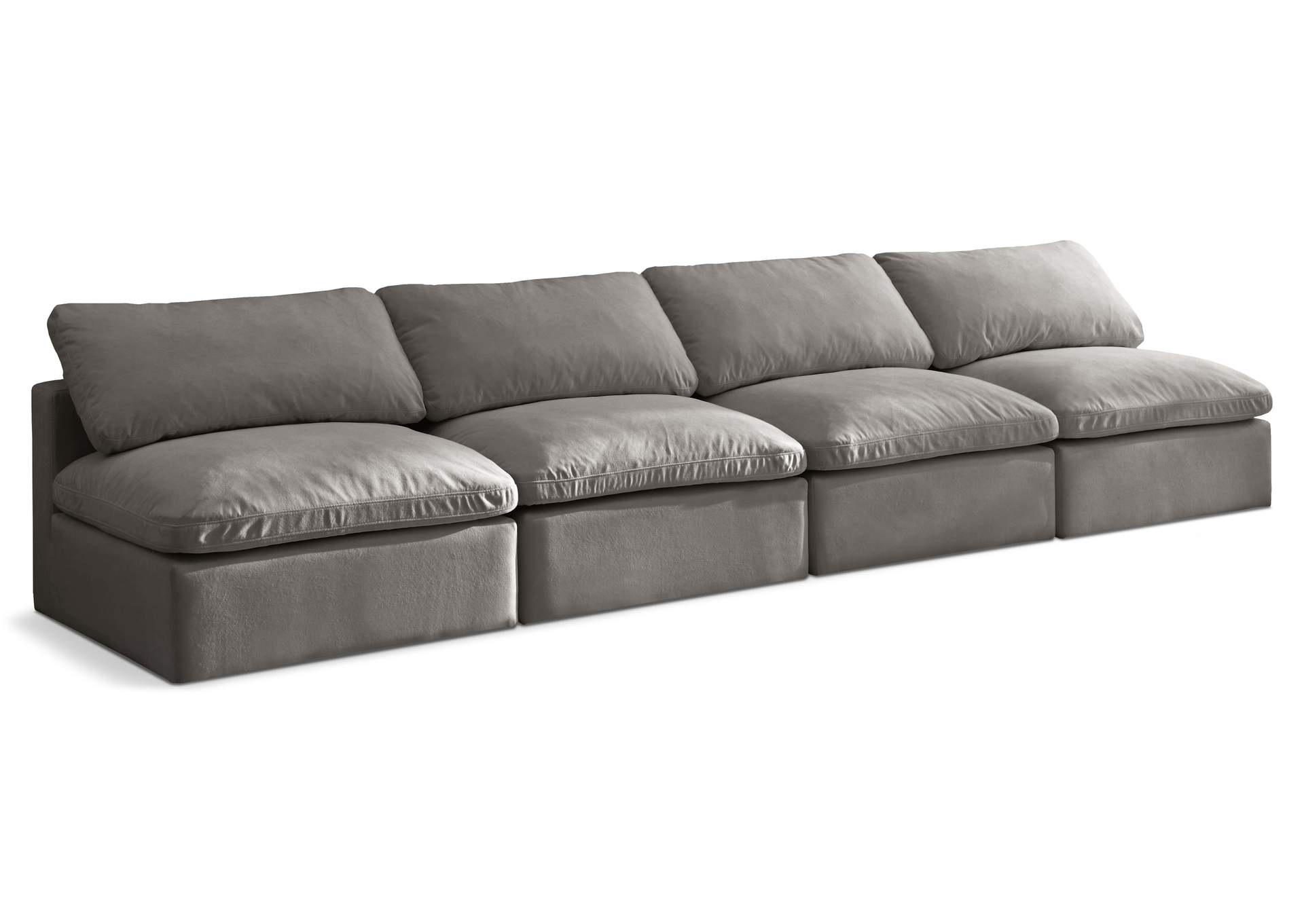 Plush Grey Velvet Standard Comfort Modular Sofa,Meridian Furniture