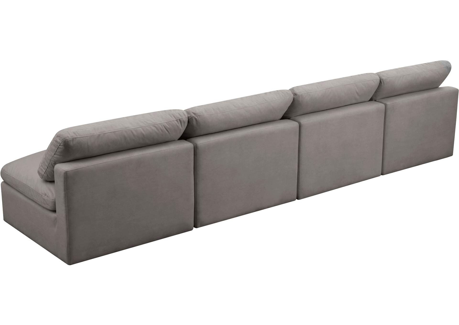 Plush Grey Velvet Standard Comfort Modular Sofa,Meridian Furniture