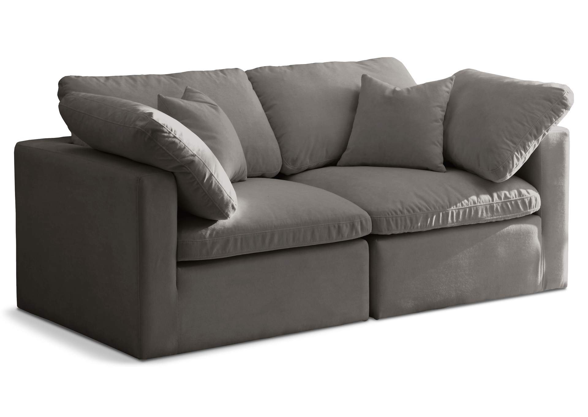 Plush Grey Velvet Standard Comfort Modular Sofa,Meridian Furniture