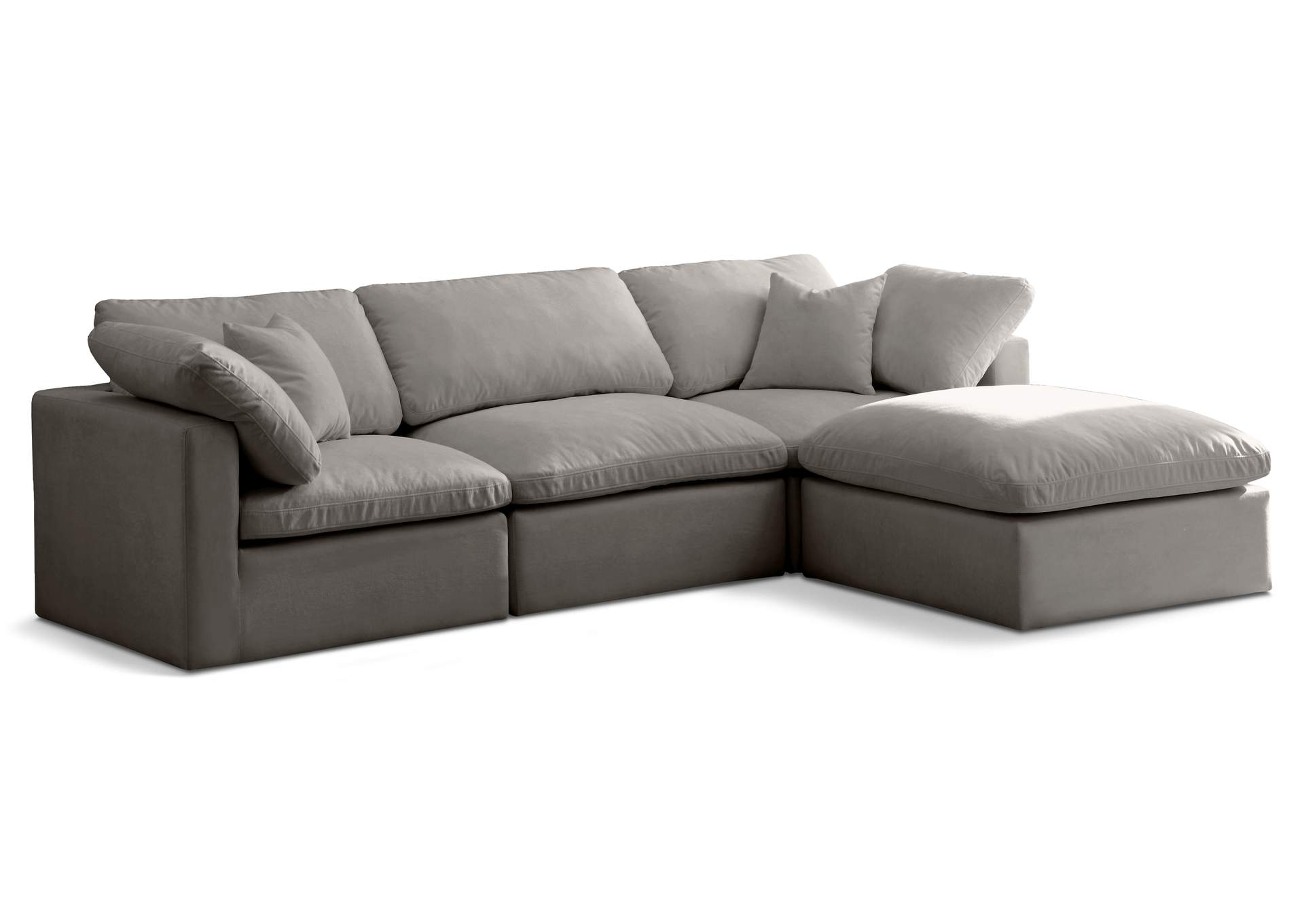 Plush Grey Velvet Standard Comfort Modular Sectional,Meridian Furniture