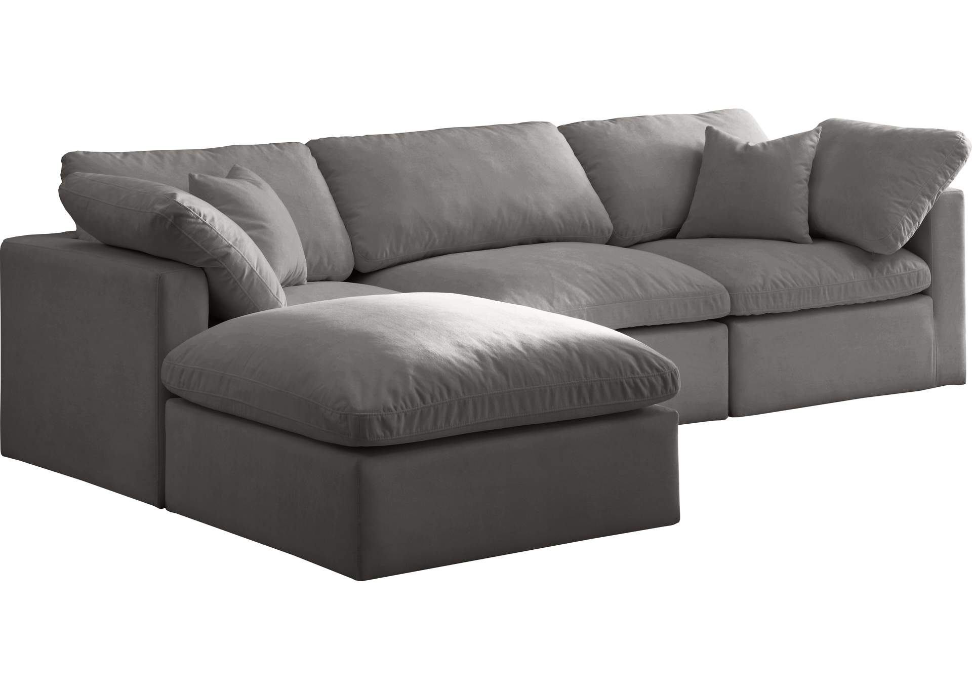 Plush Grey Velvet Standard Comfort Modular Sectional,Meridian Furniture