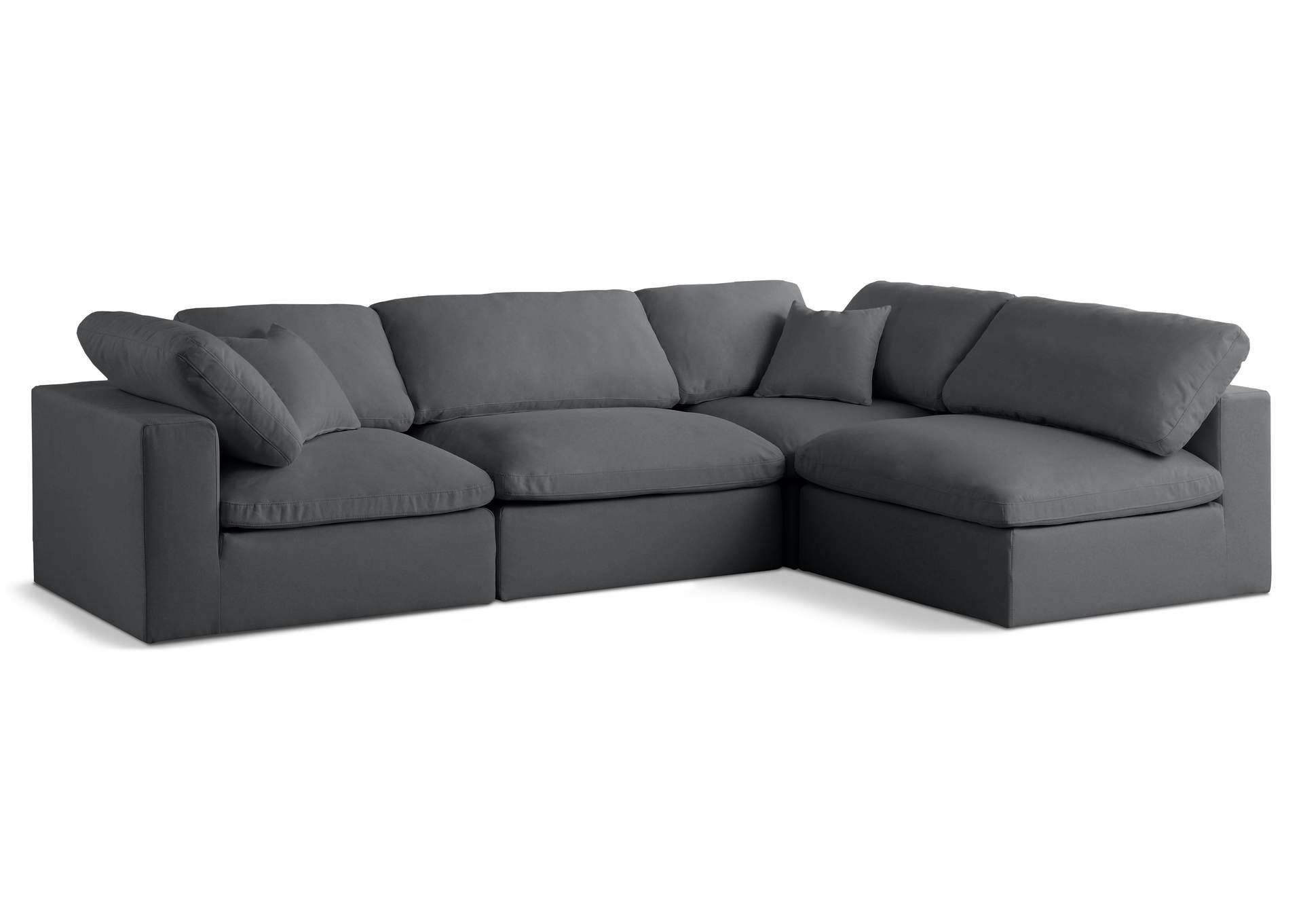 Plush Grey Velvet Standard Comfort Modular Sectional,Meridian Furniture