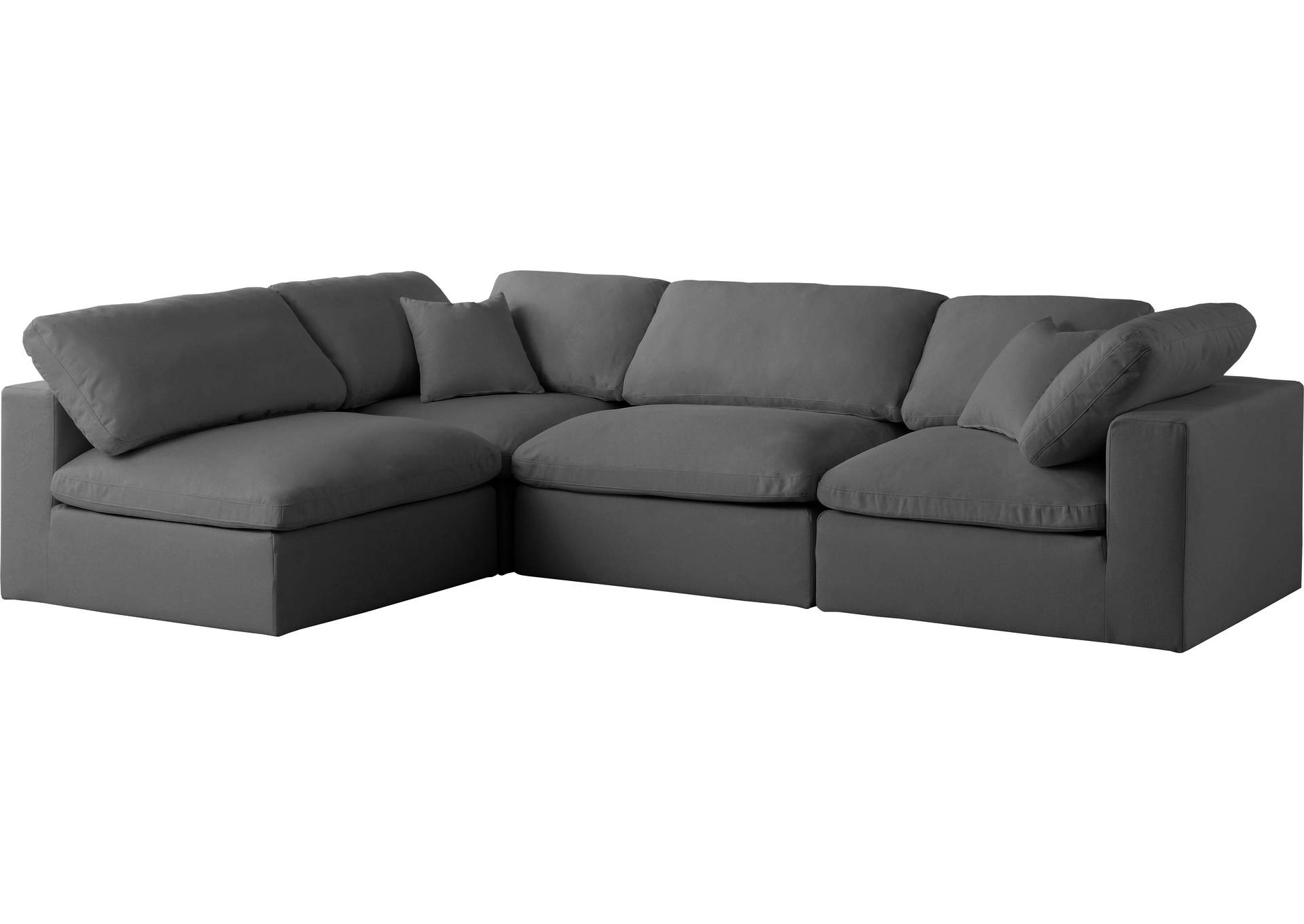 Plush Grey Velvet Standard Comfort Modular Sectional,Meridian Furniture