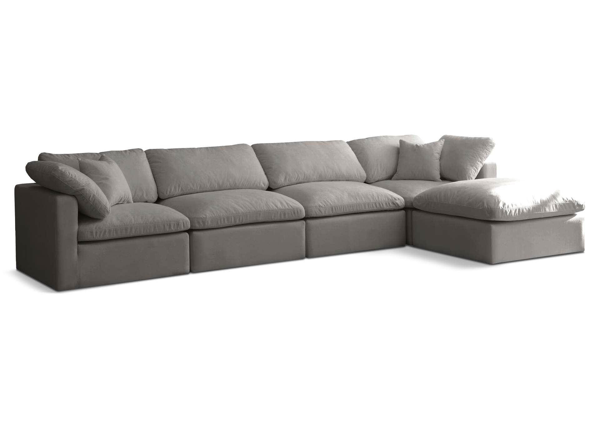 Plush Grey Velvet Standard Comfort Modular Sectional,Meridian Furniture