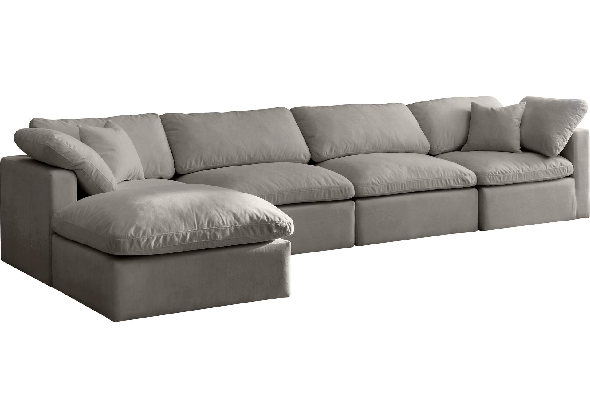 Plush Grey Velvet Standard Comfort Modular Sectional,Meridian Furniture