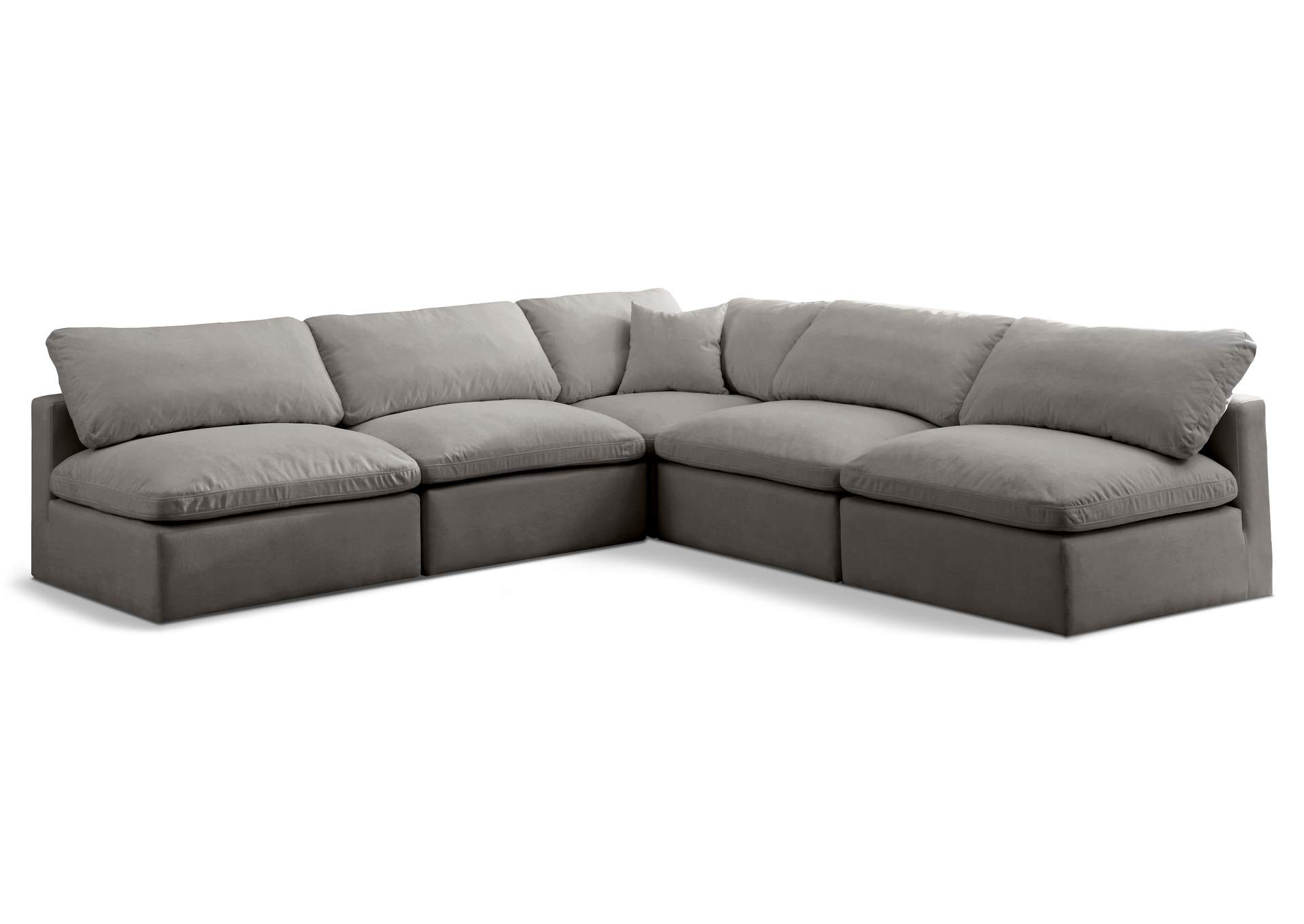 Plush Grey Velvet Standard Comfort Modular Sectional,Meridian Furniture