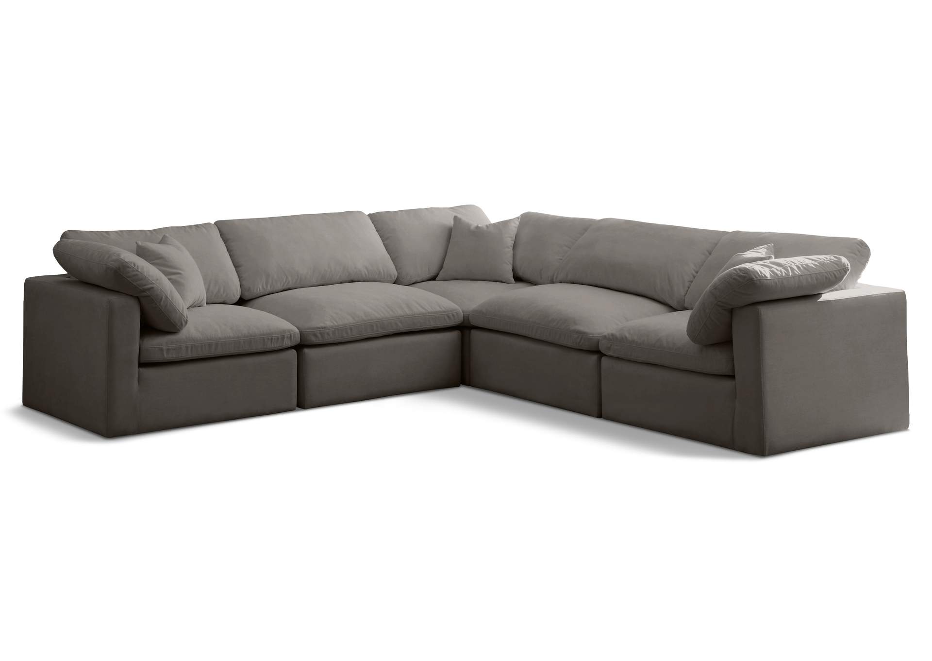 Plush Grey Velvet Standard Comfort Modular Sectional,Meridian Furniture