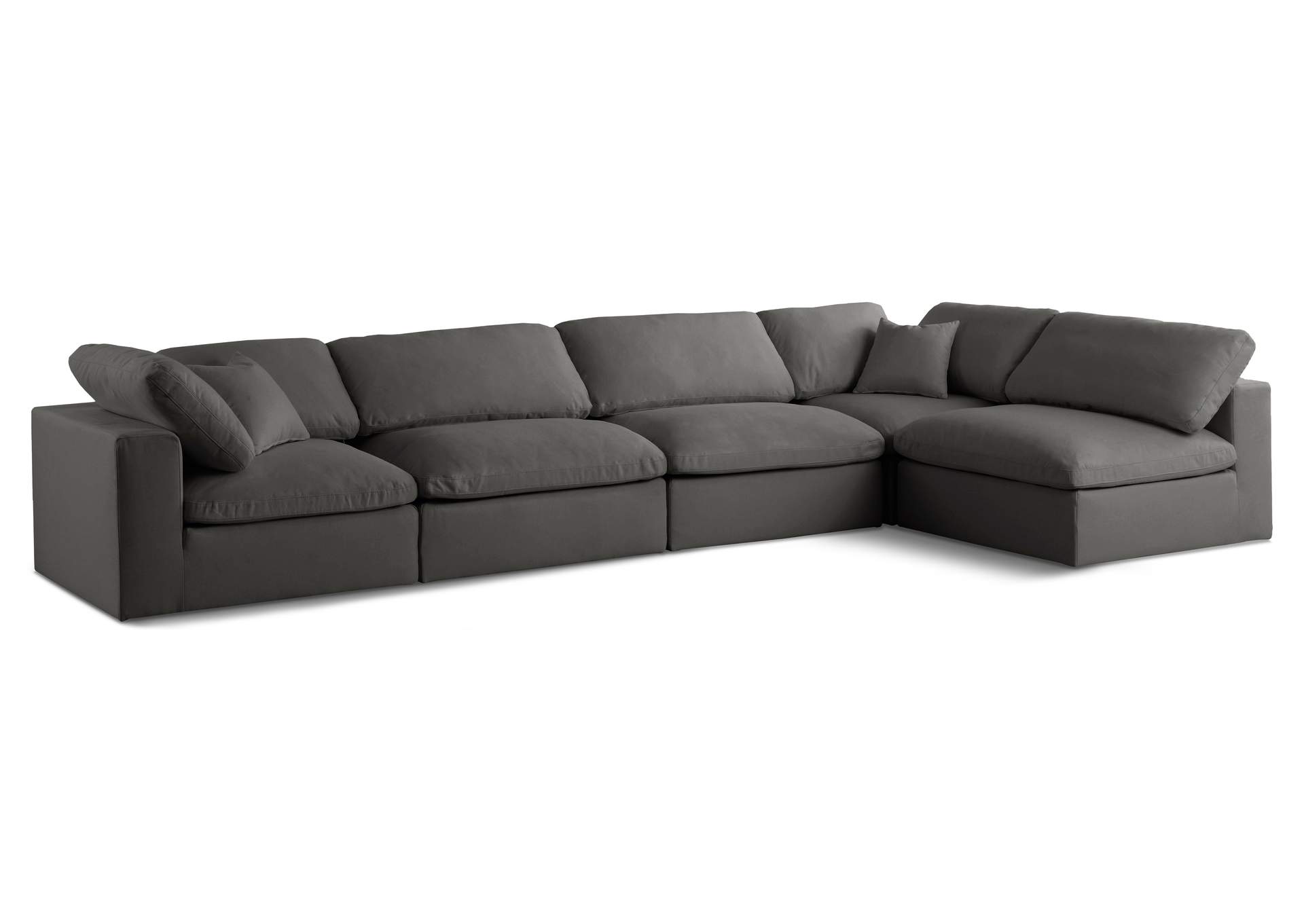 Plush Grey Velvet Standard Comfort Modular Sectional,Meridian Furniture