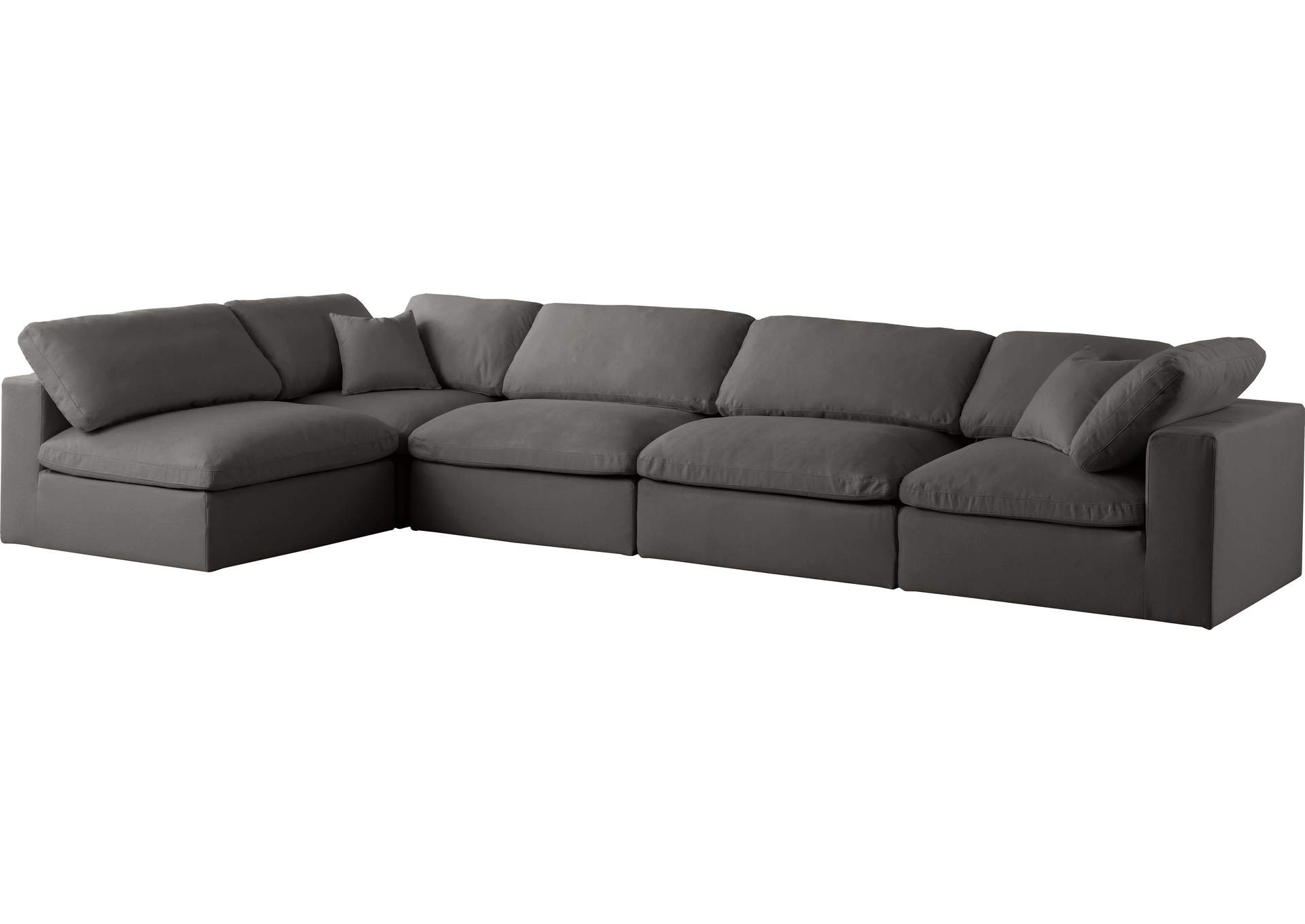 Plush Grey Velvet Standard Comfort Modular Sectional,Meridian Furniture