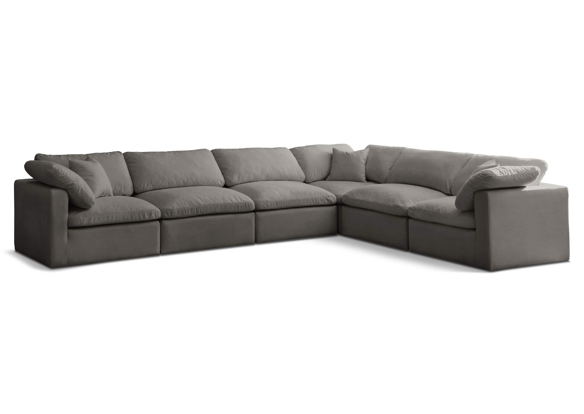 Plush Grey Velvet Standard Comfort Modular Sectional,Meridian Furniture