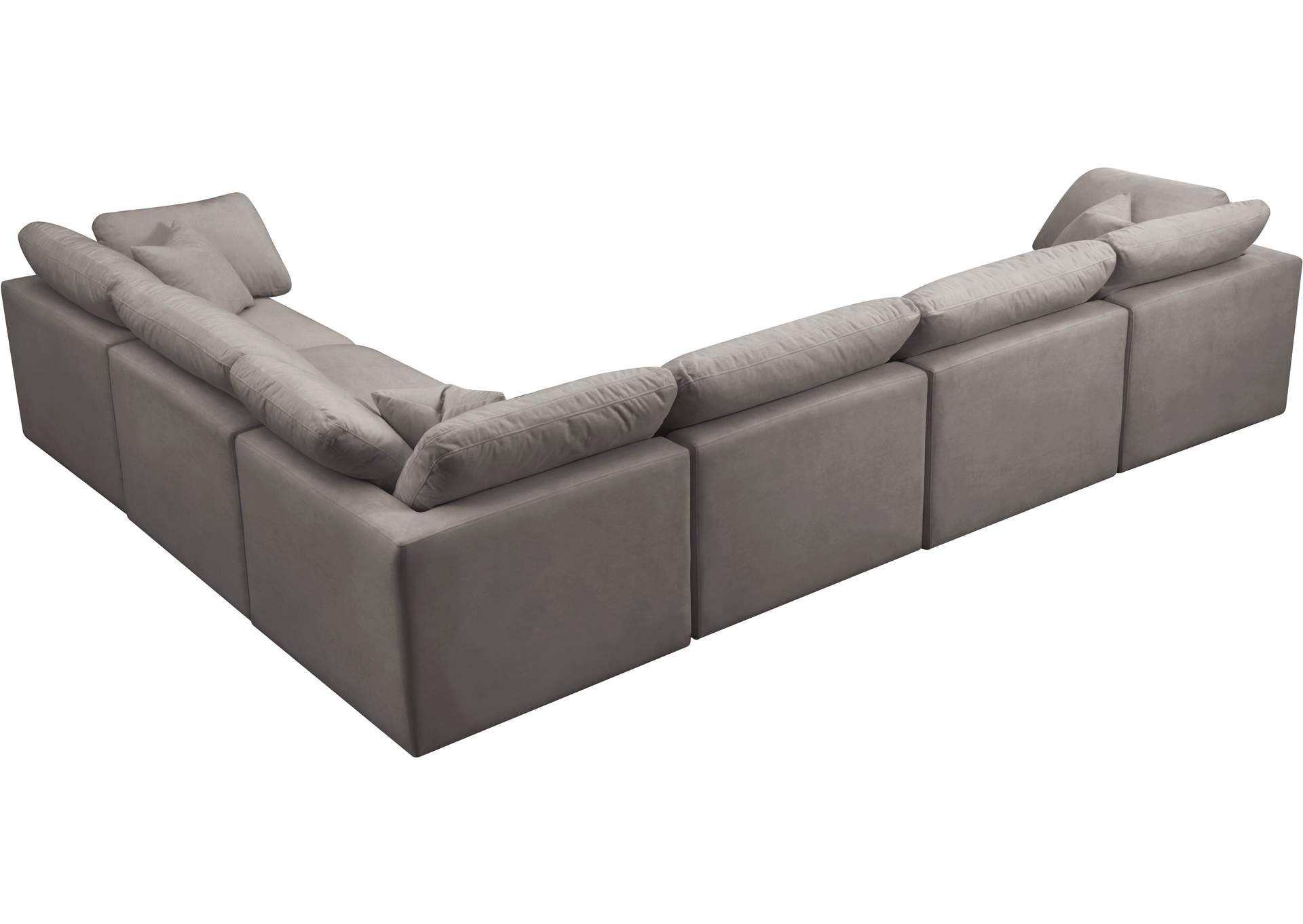 Plush Grey Velvet Standard Comfort Modular Sectional,Meridian Furniture