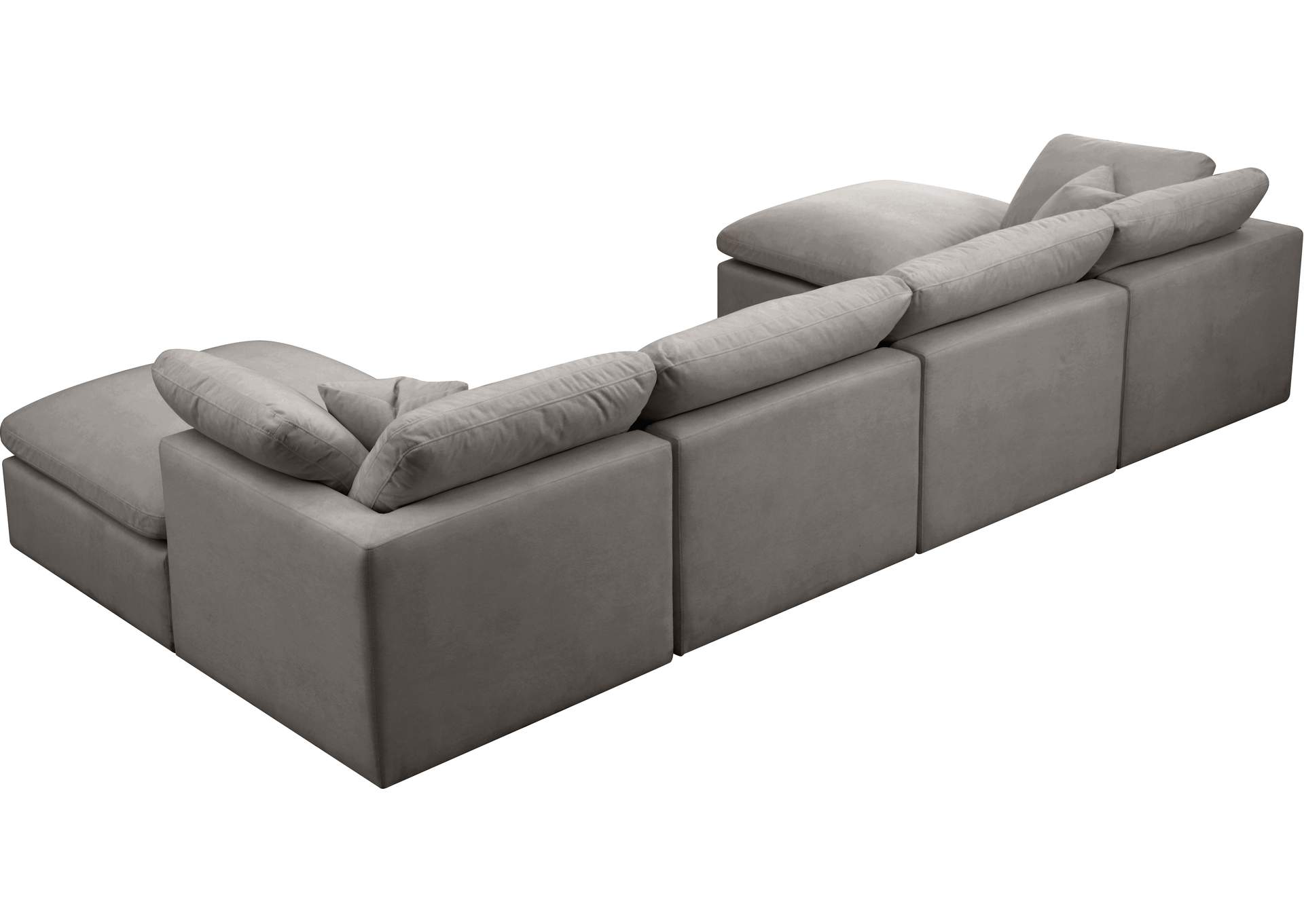 Plush Grey Velvet Standard Comfort Modular Sectional,Meridian Furniture