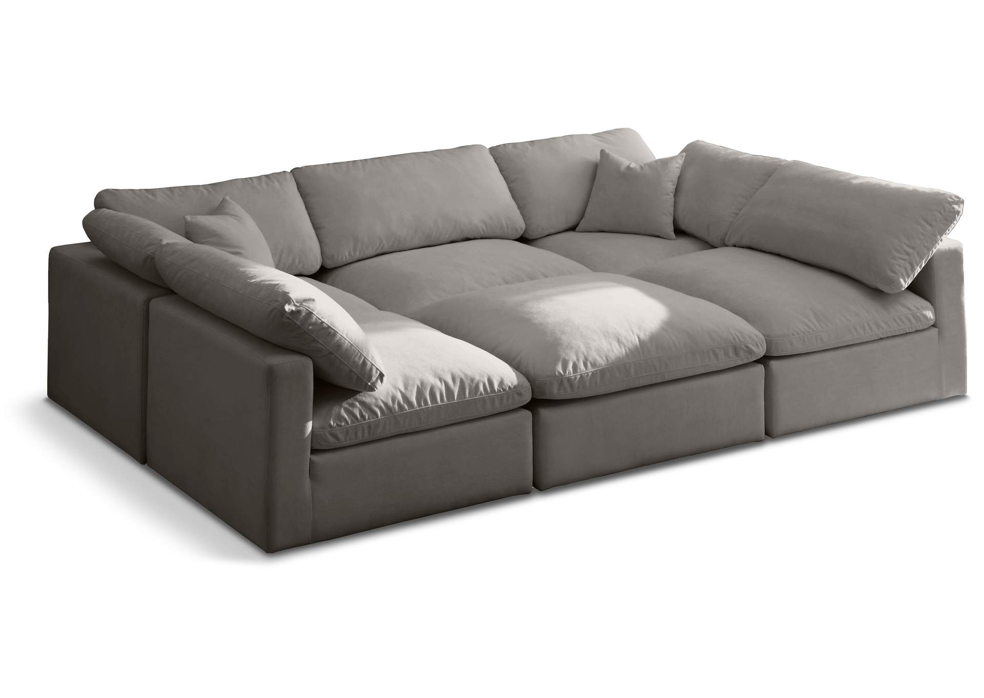 Plush Grey Velvet Standard Comfort Modular Sectional,Meridian Furniture