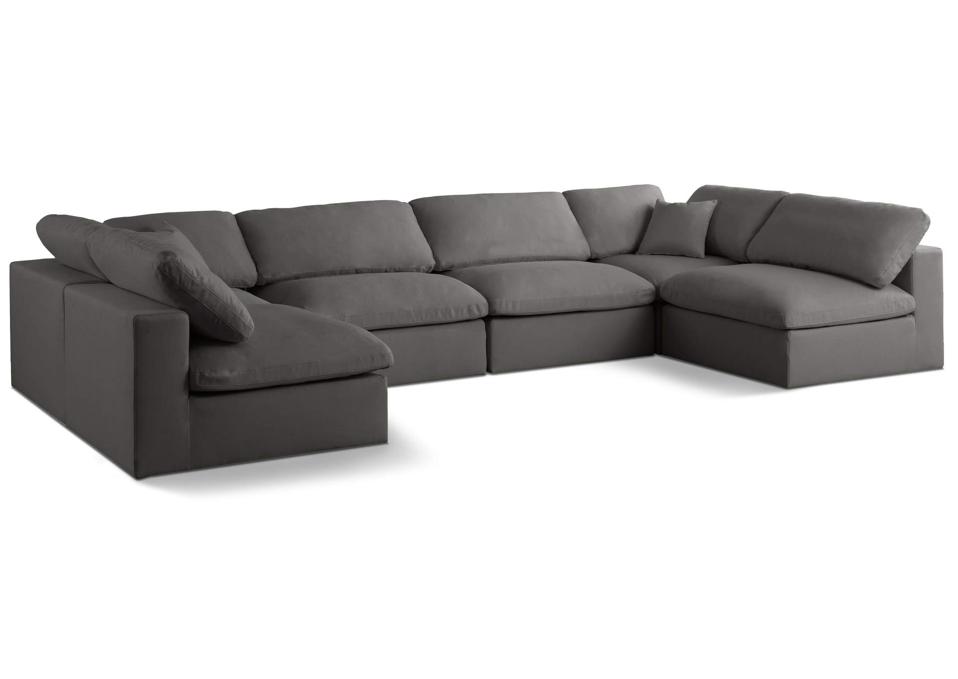 Plush Grey Velvet Standard Comfort Modular Sectional,Meridian Furniture