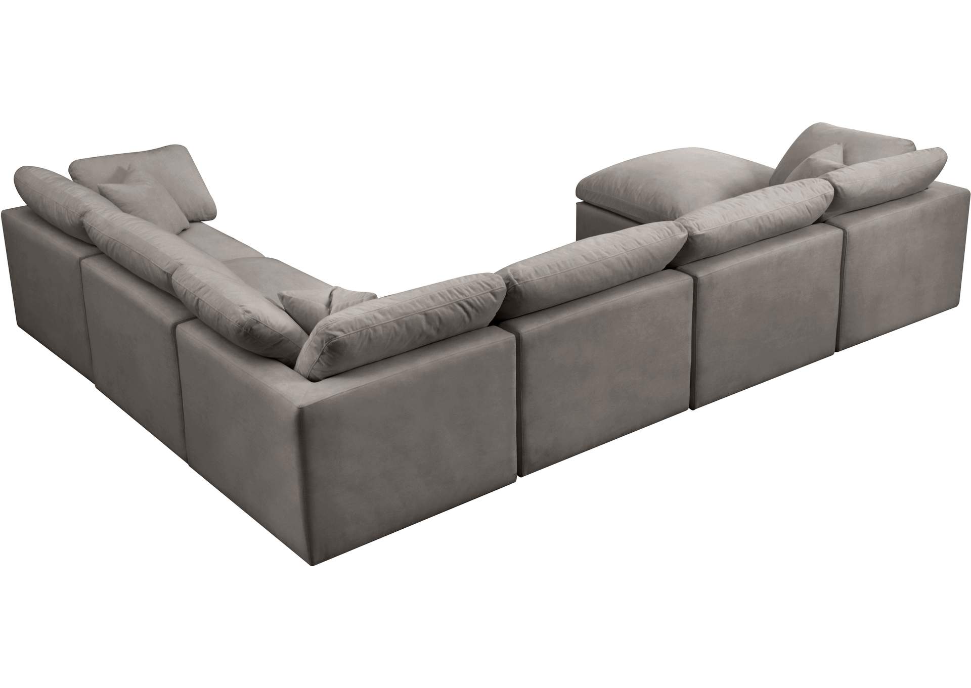 Plush Grey Velvet Standard Comfort Modular Sectional,Meridian Furniture