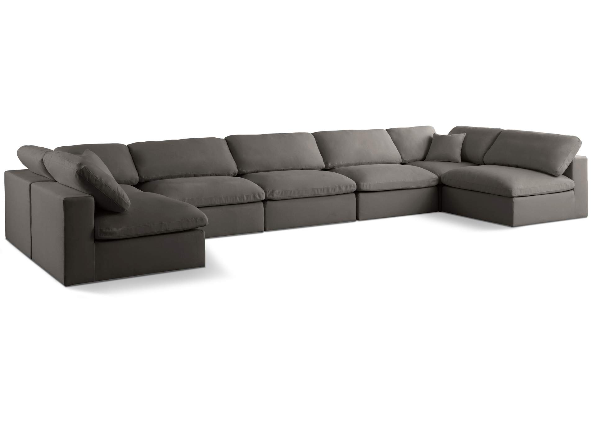 Plush Grey Velvet Standard Comfort Modular Sectional,Meridian Furniture