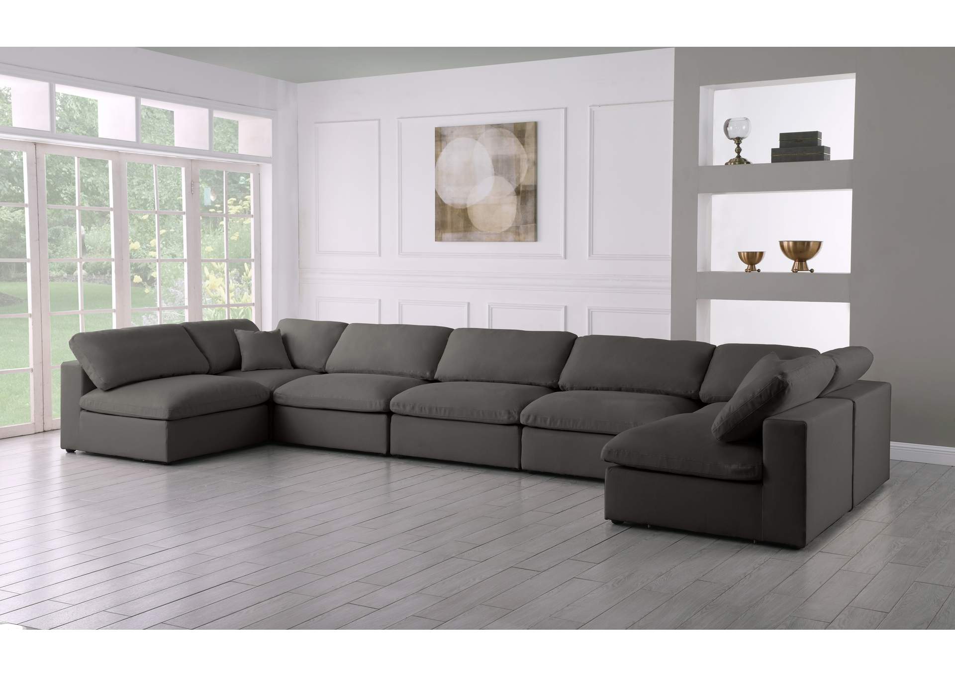 Plush Grey Velvet Standard Comfort Modular Sectional,Meridian Furniture