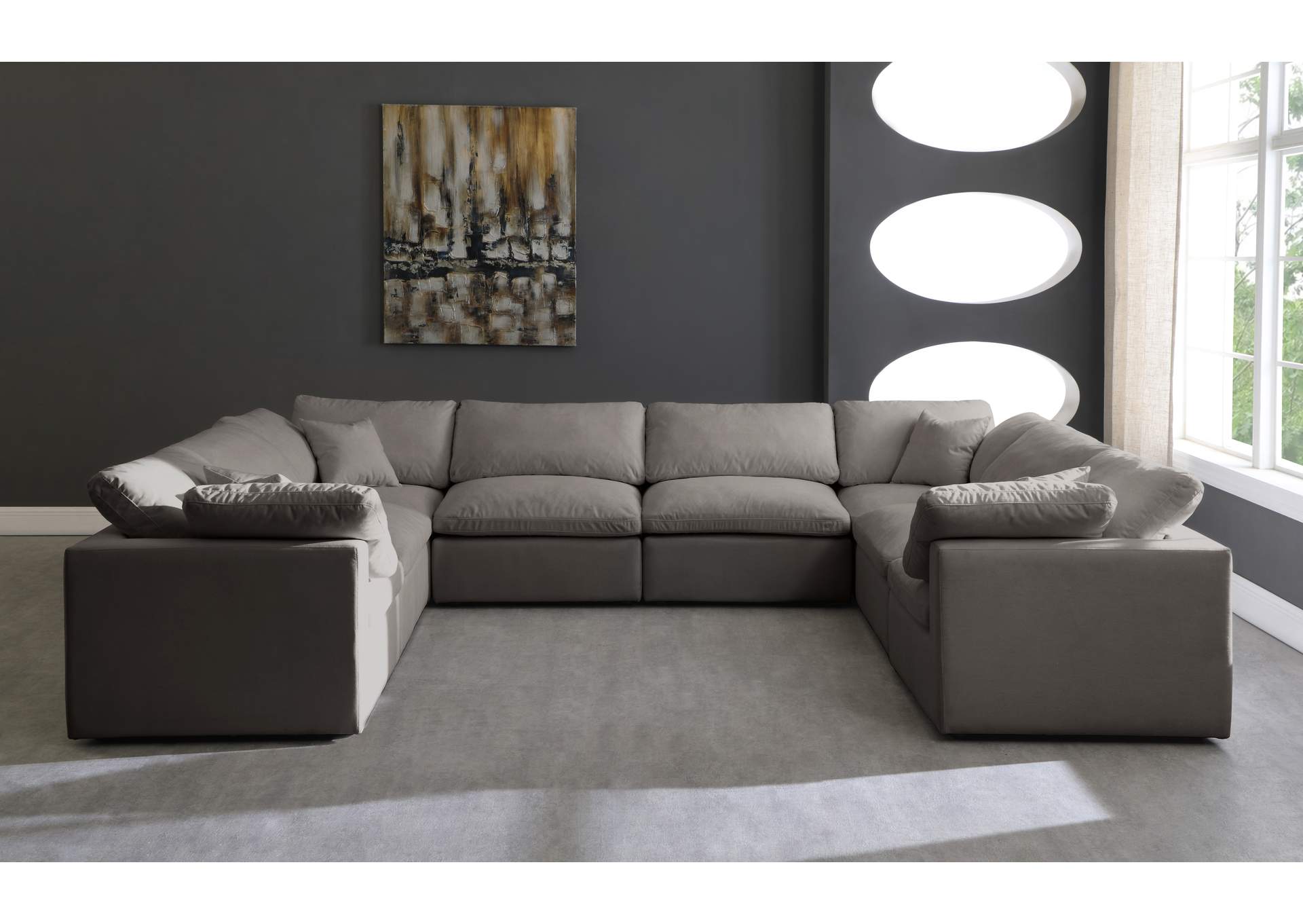 Plush Grey Velvet Standard Comfort Modular Sectional,Meridian Furniture